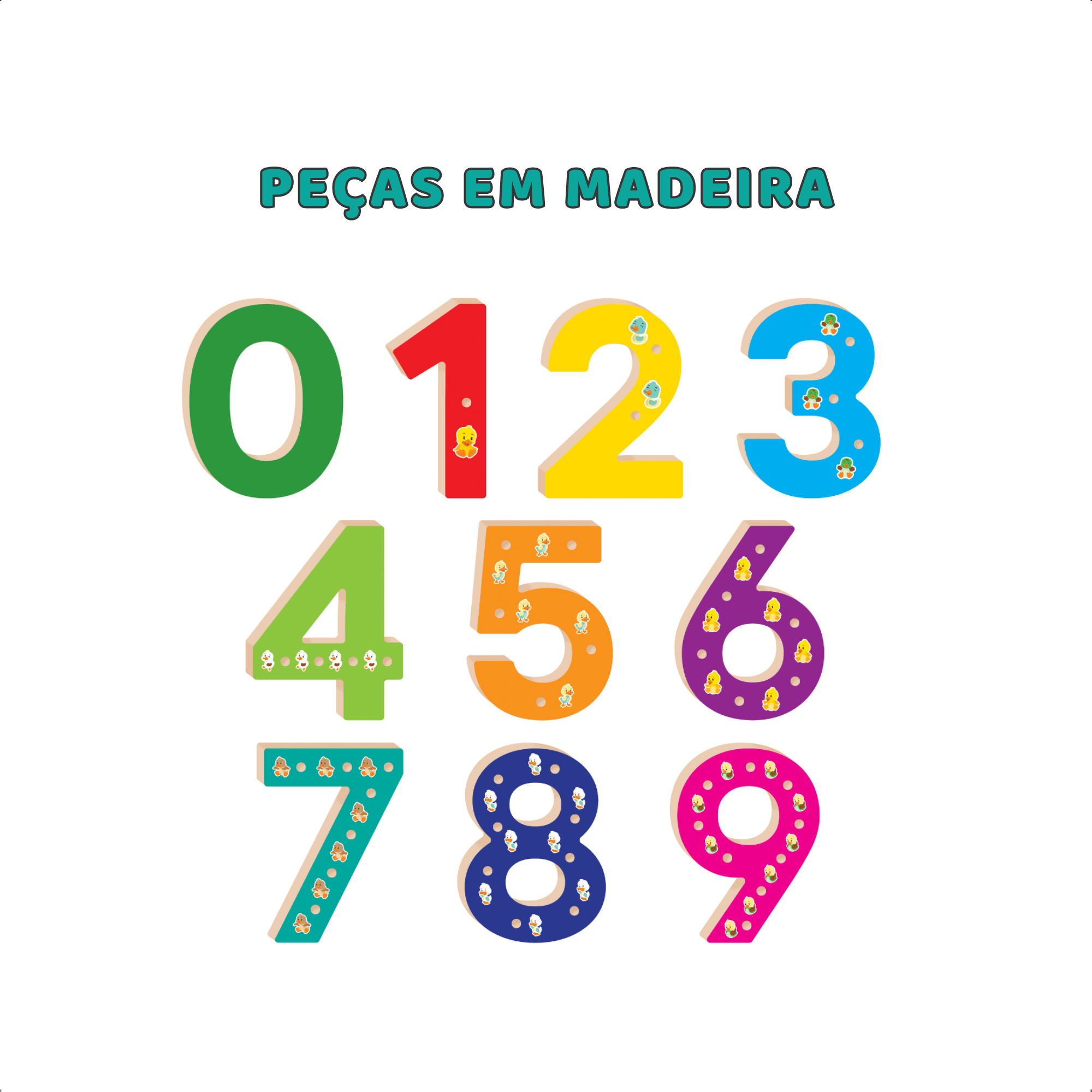 Jogo Infantil Conta Patos Encaixe Números Brinquedo Coordenação Motora Lógica - Nig 0458