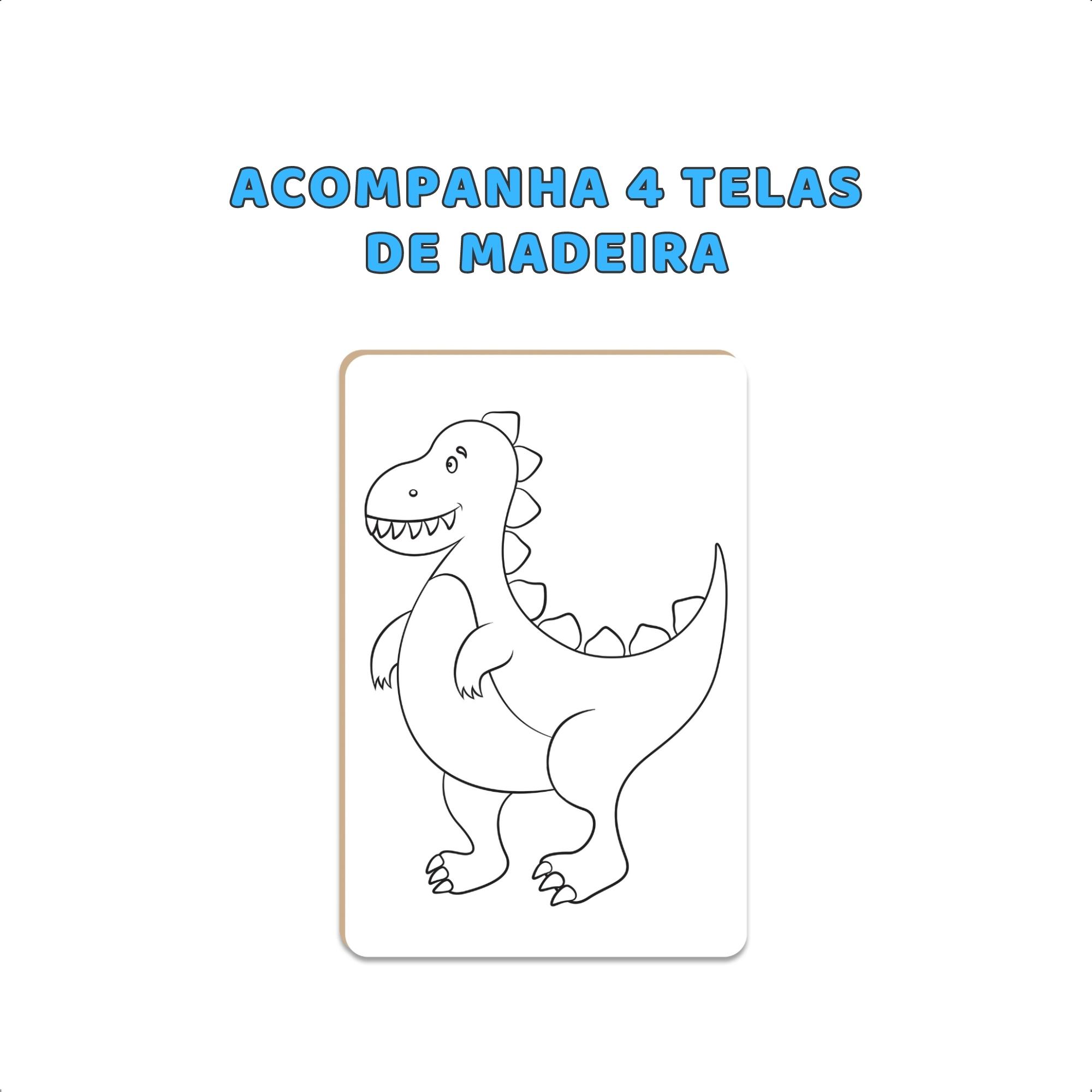 Kit Pintura Dinos CavaletesTintasTelas Infantil Estimula Coordenação Motora Criatividade Nig 0440