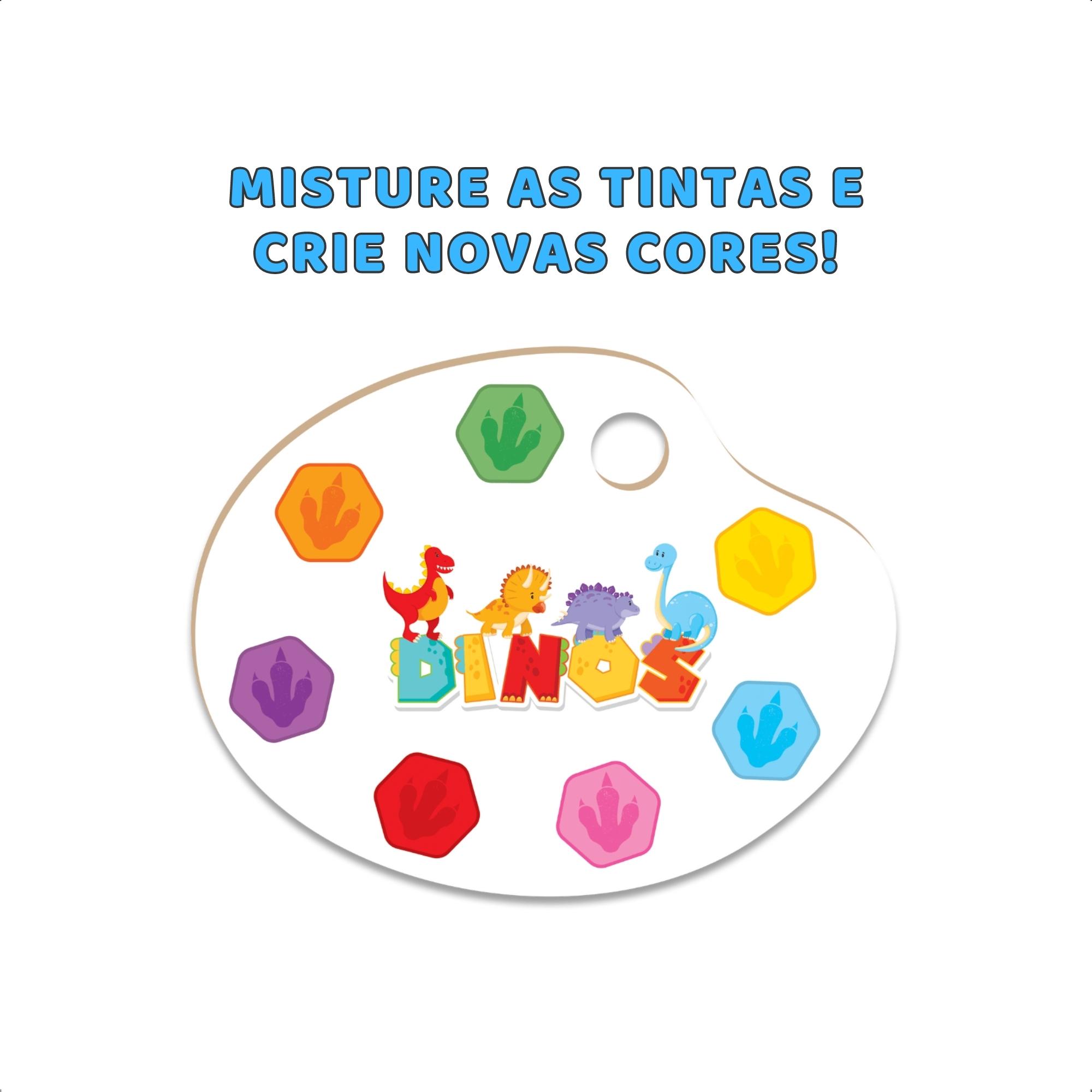 Kit Pintura Dinos CavaletesTintasTelas Infantil Estimula Coordenação Motora Criatividade Nig 0440