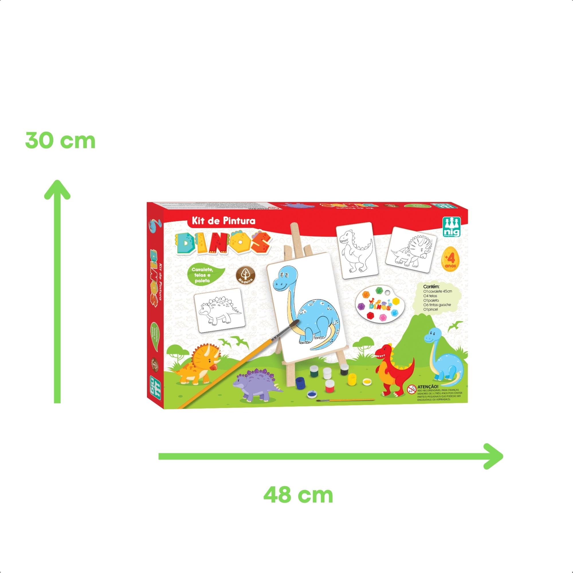 Kit Pintura Dinos CavaletesTintasTelas Infantil Estimula Coordenação Motora Criatividade Nig 0440