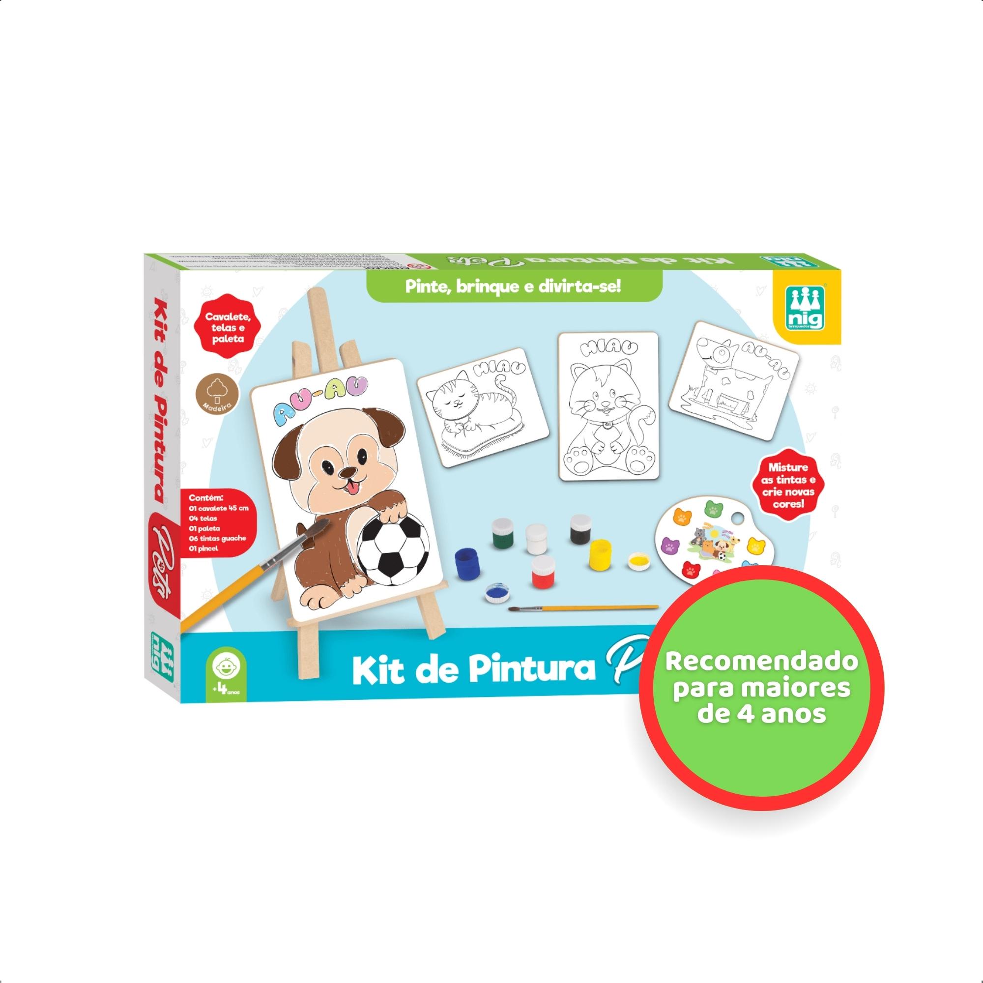 Brinquedo Educativo Pintura Pets Cavalete Tintas Telas Jogo Infantil Nig - 0441