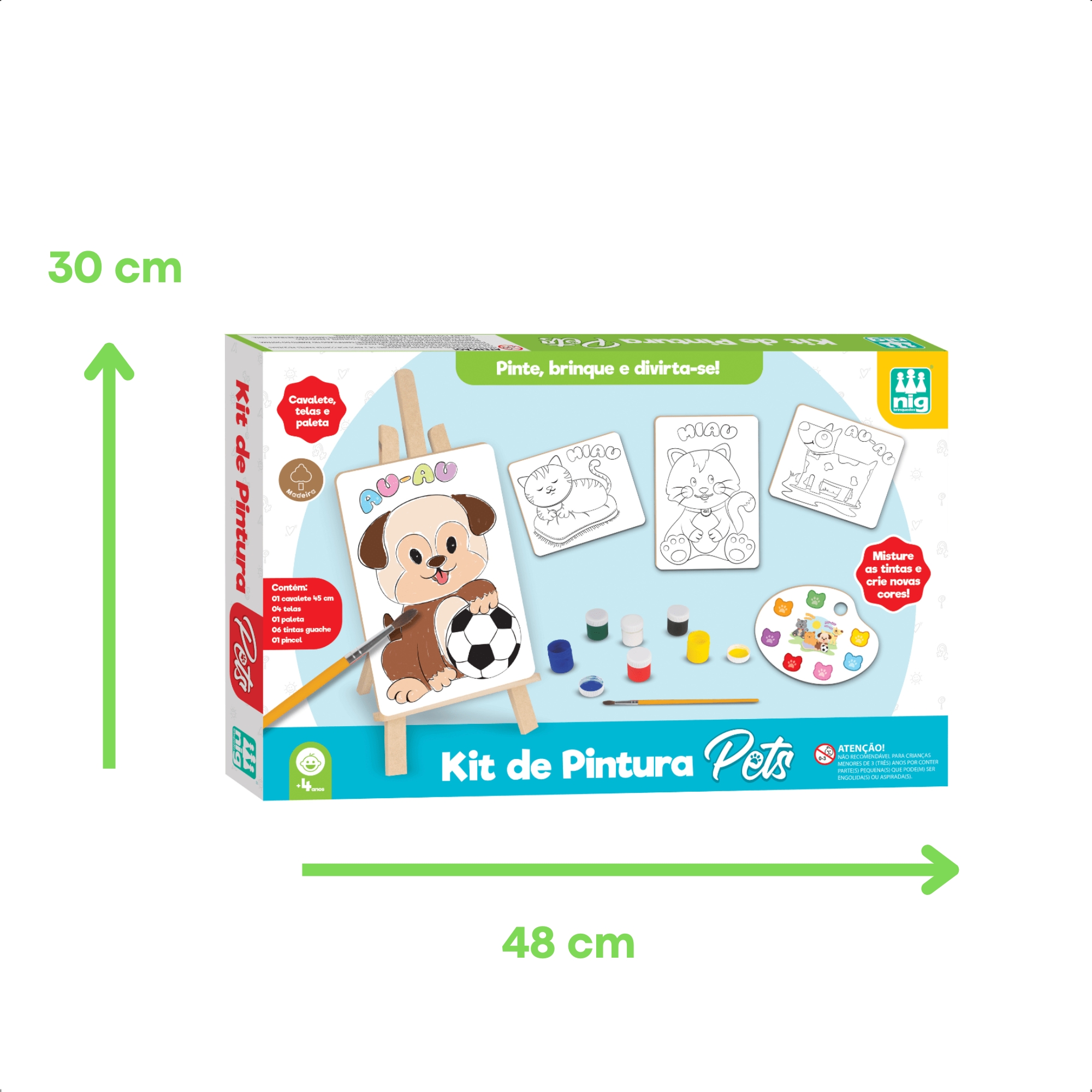 Brinquedo Educativo Pintura Pets Cavalete Tintas Telas Jogo Infantil Nig - 0441