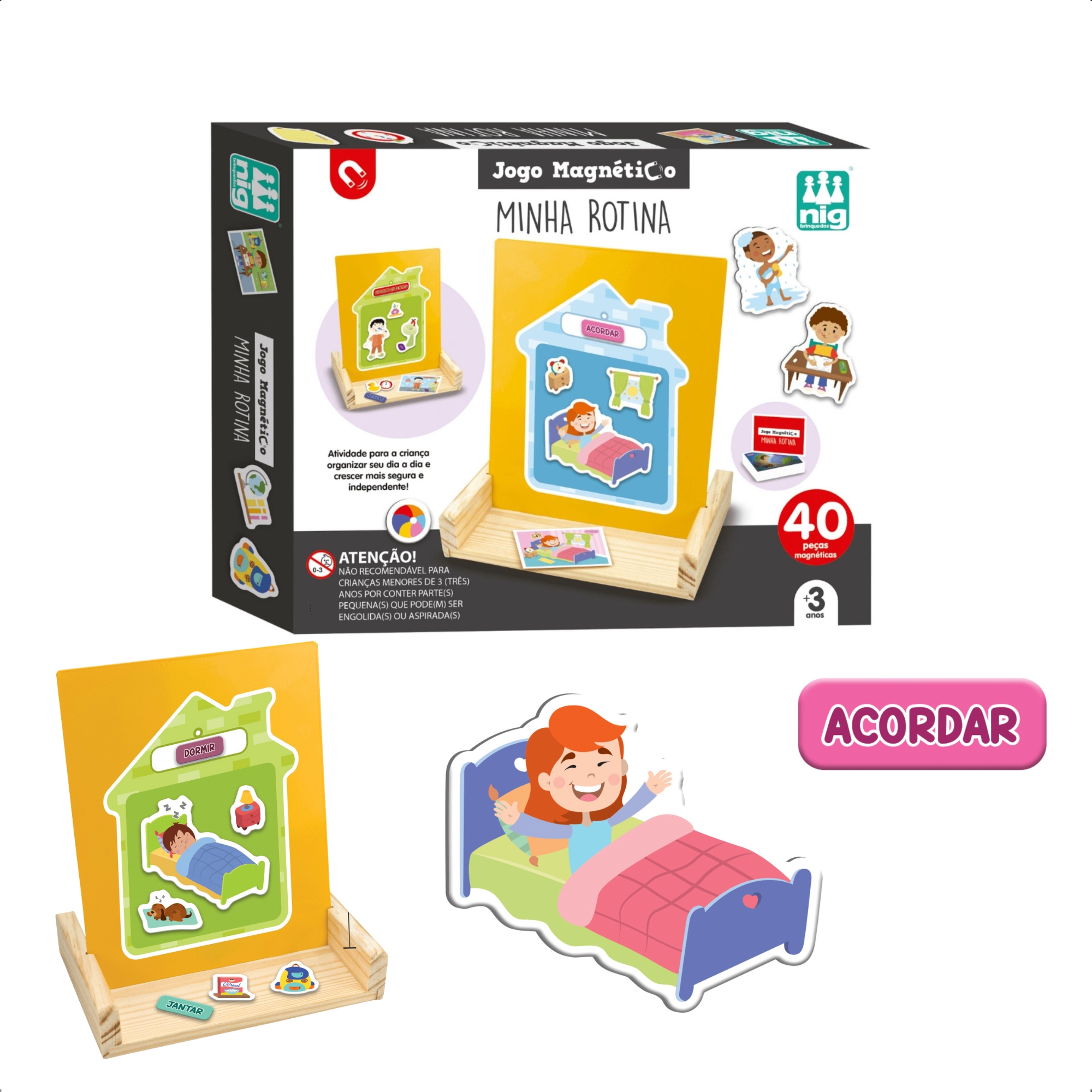 Jogo Infantil Educativo Minha Rotina Quadro Magnético Organização Autonomia Confiança Nig - 0466