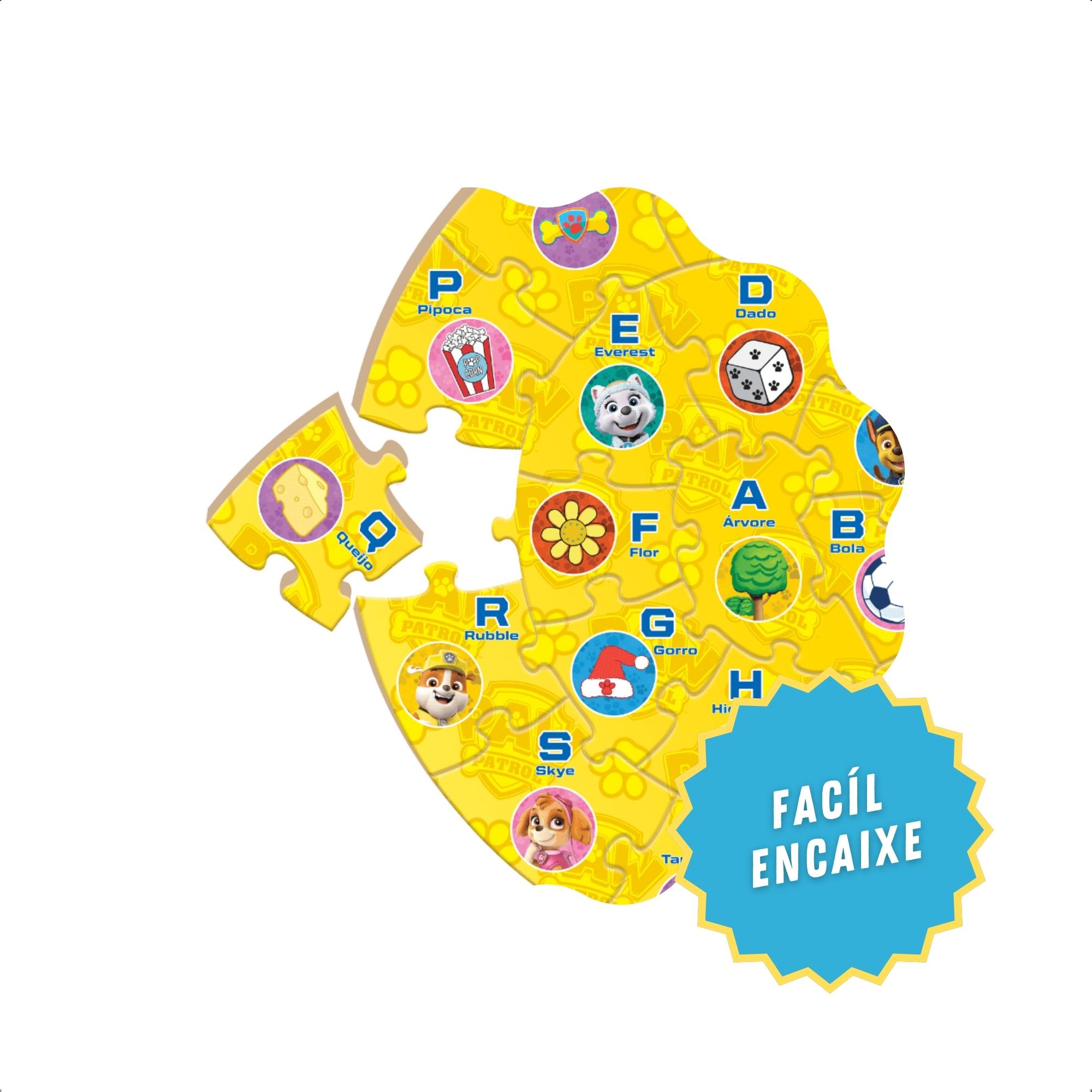 Brinquedo Educativo Quebra-cabeça Patrulha Canina Madeira Alfabeto Caracol Jogo Infantil-Nig 0689