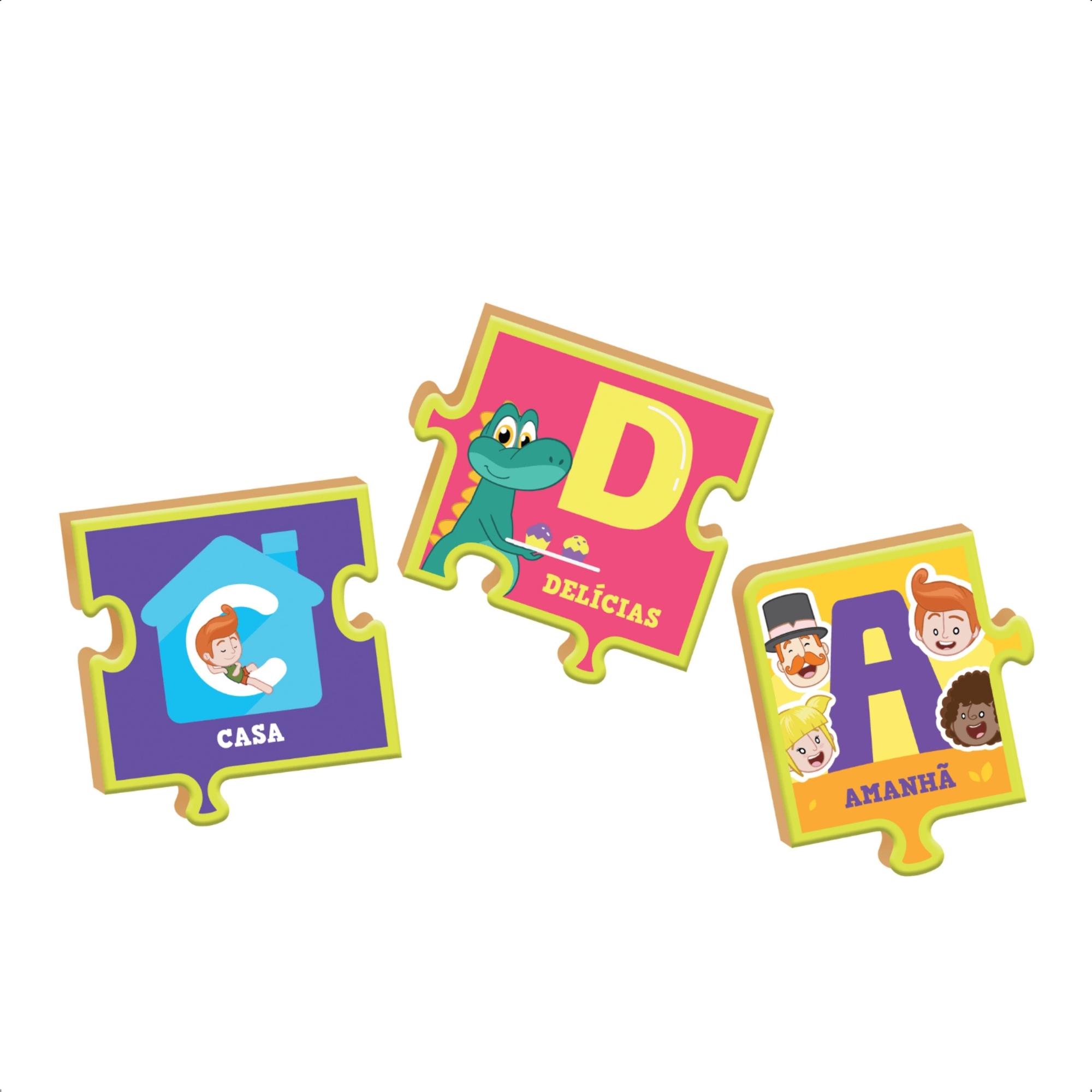 Brinquedo Educativo Alfabita Quebra-cabeça Mundo Bita Madeira 26 Peças Nig - 0696