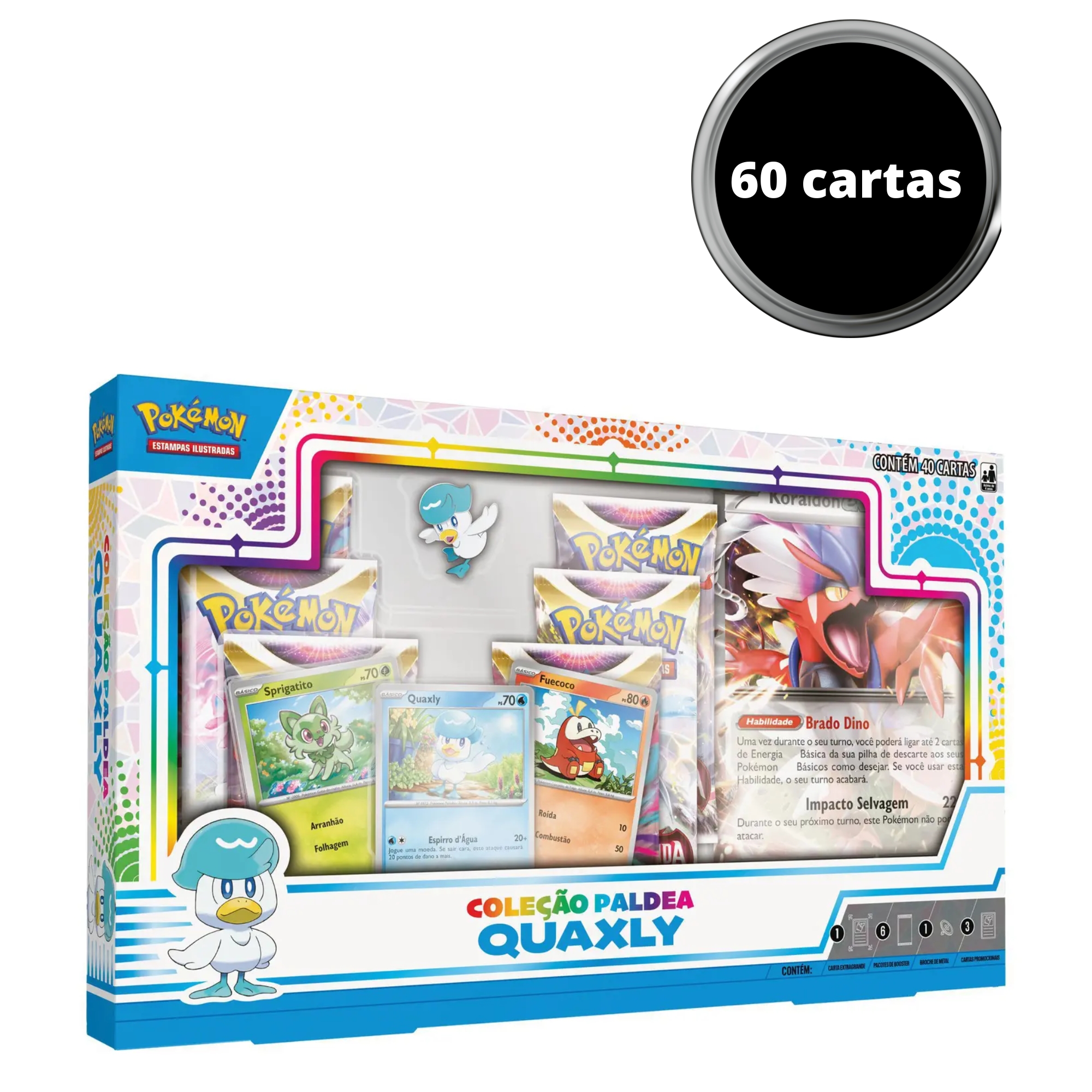 Pokemon TCG Estampas Ilustradas Kit com 3 Boxes Coleção Paldea 40 Cartas Copag - 32528