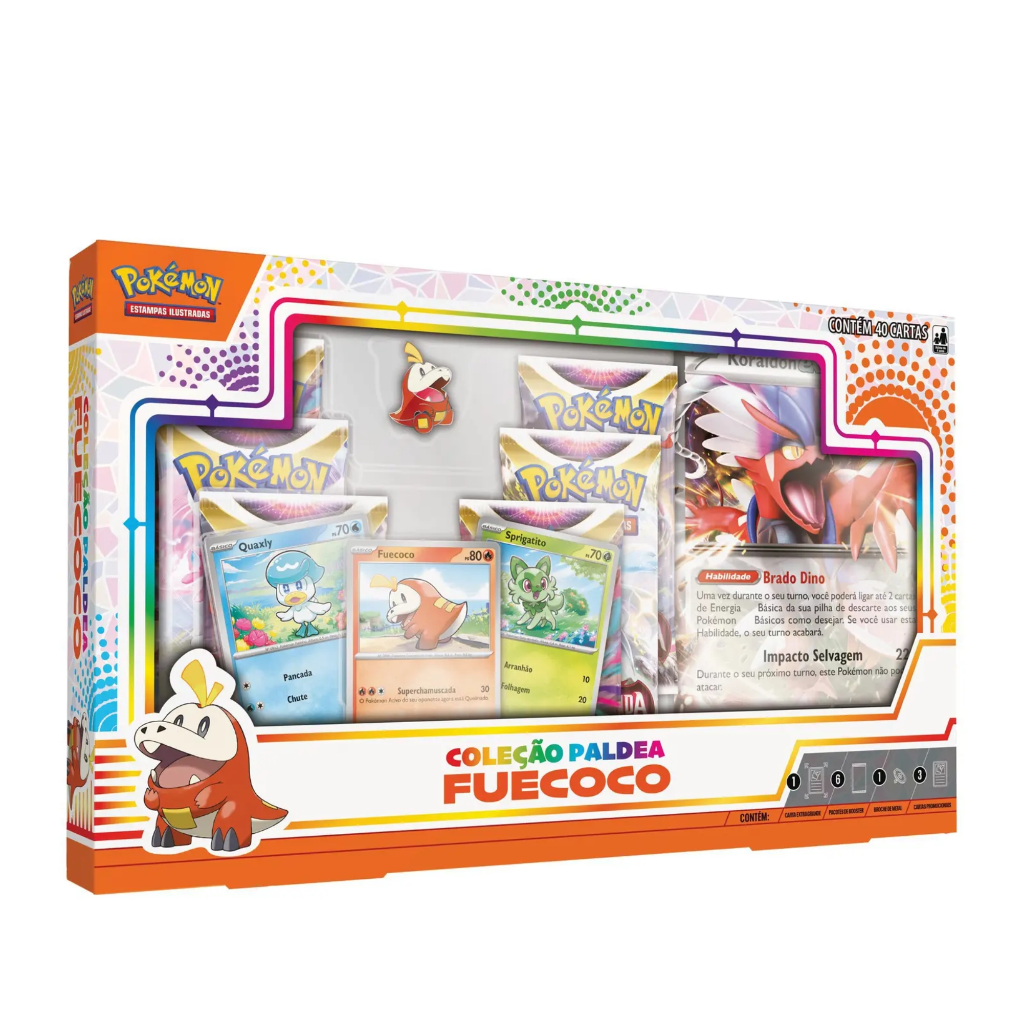 Pokemon TCG Estampas Ilustradas Kit com 3 Boxes Coleção Paldea 40 Cartas Copag - 32528