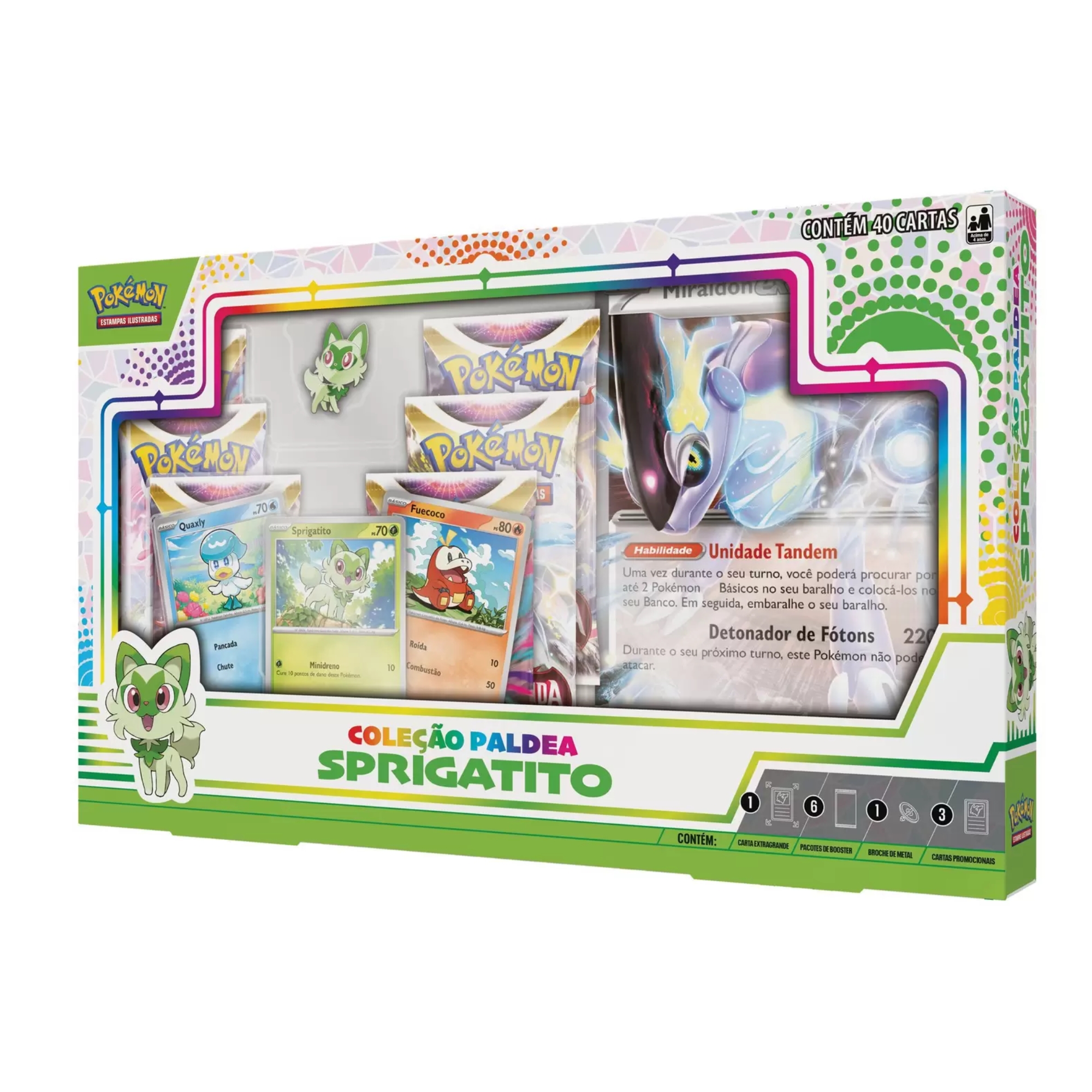 Pokemon TCG Estampas Ilustradas Kit com 3 Boxes Coleção Paldea 40 Cartas Copag - 32528