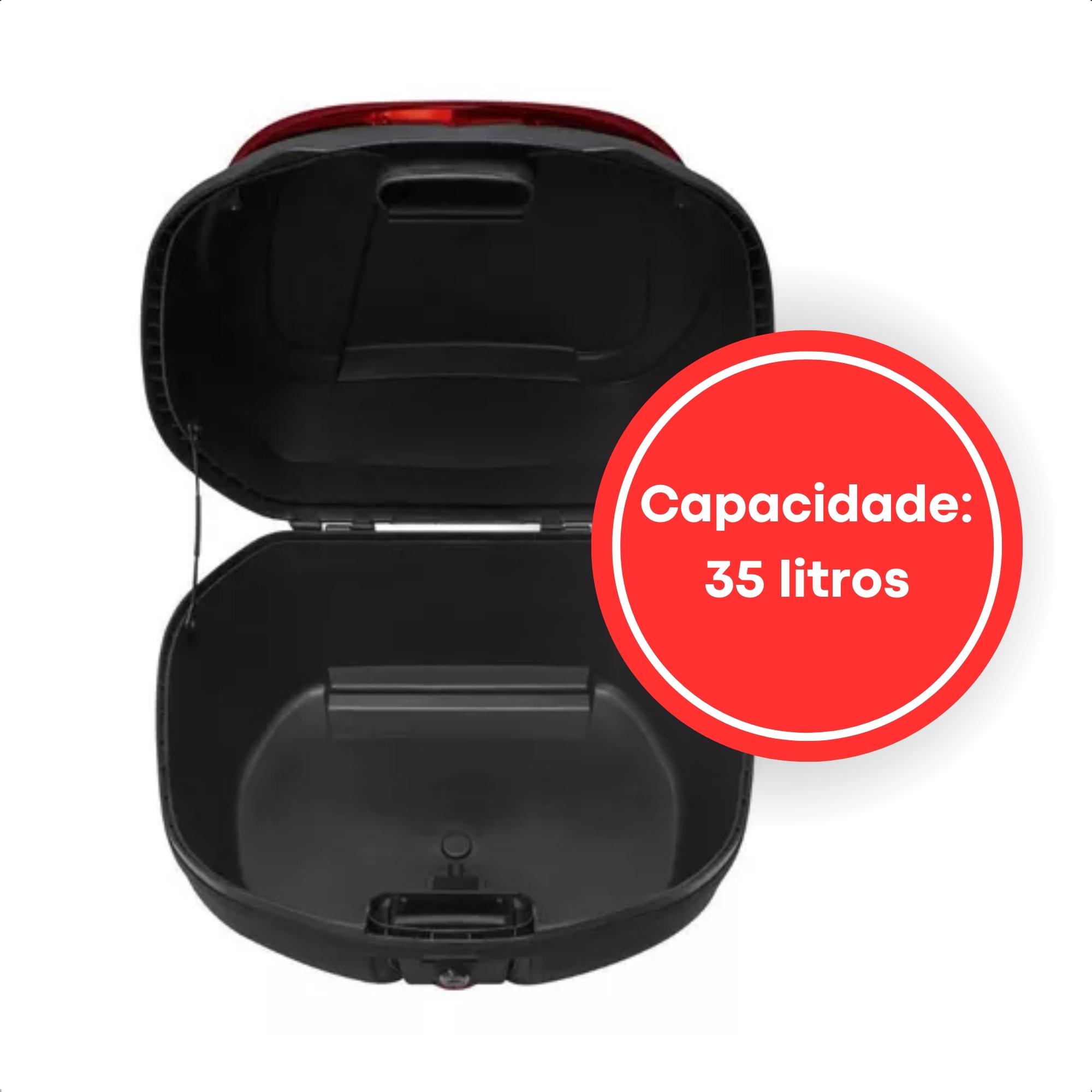Baú Bauleto Moto Traseiro 35 Litros Smart Box 4 Universal Preto Lente Vermelha Pro Tork - BP-12