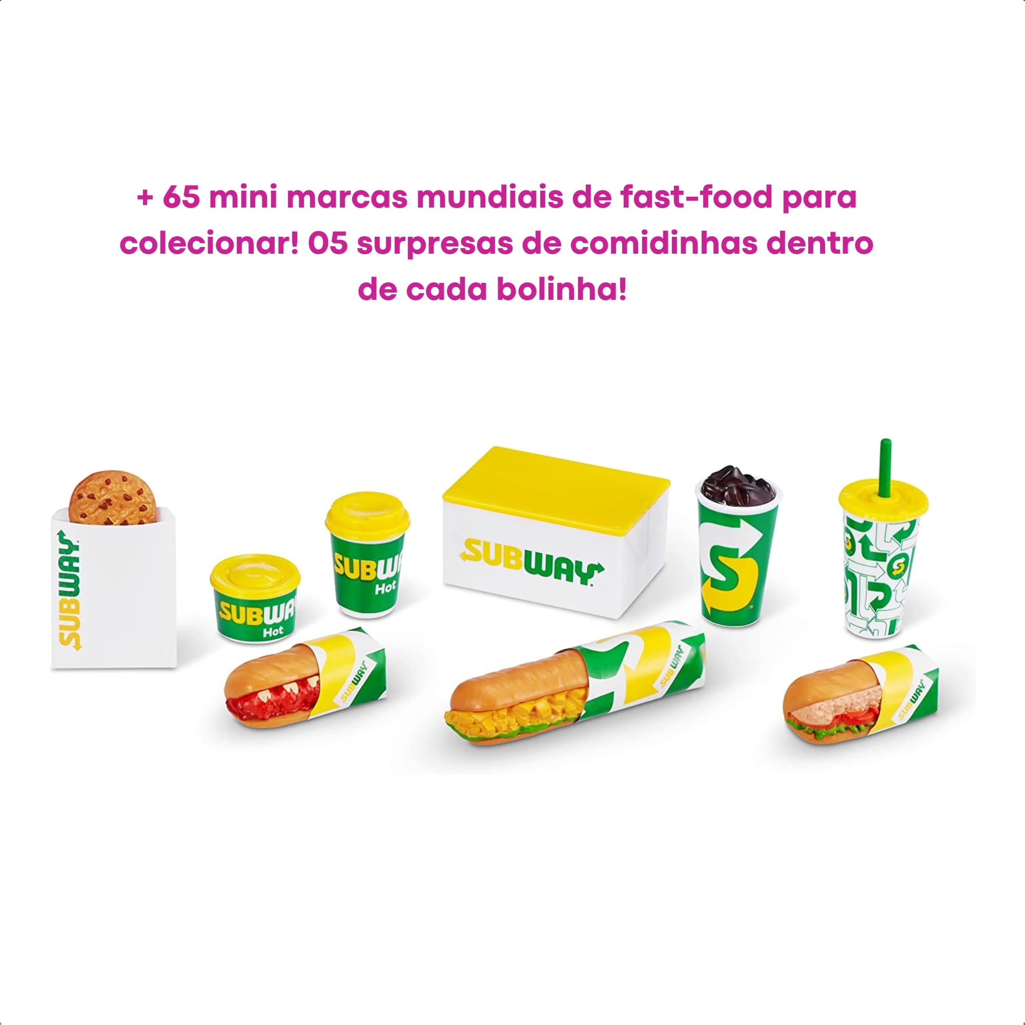 Brinquedo 5 Surprise Foodie Mini Brands Surpresa com 5 Comidas de Fast-food Colecionável (Sortido) - Xalingo 54210