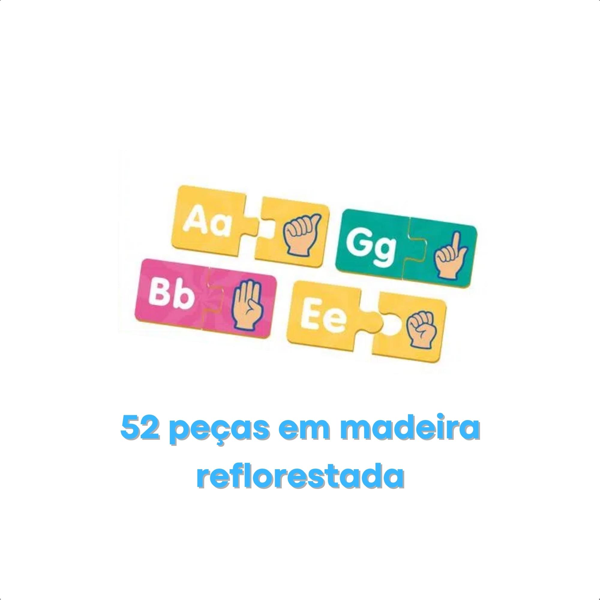Jogo Quebra-Cabeça Infantil Aprendendo o Alfabeto em Libras com 52 Peças - Xalingo 17587