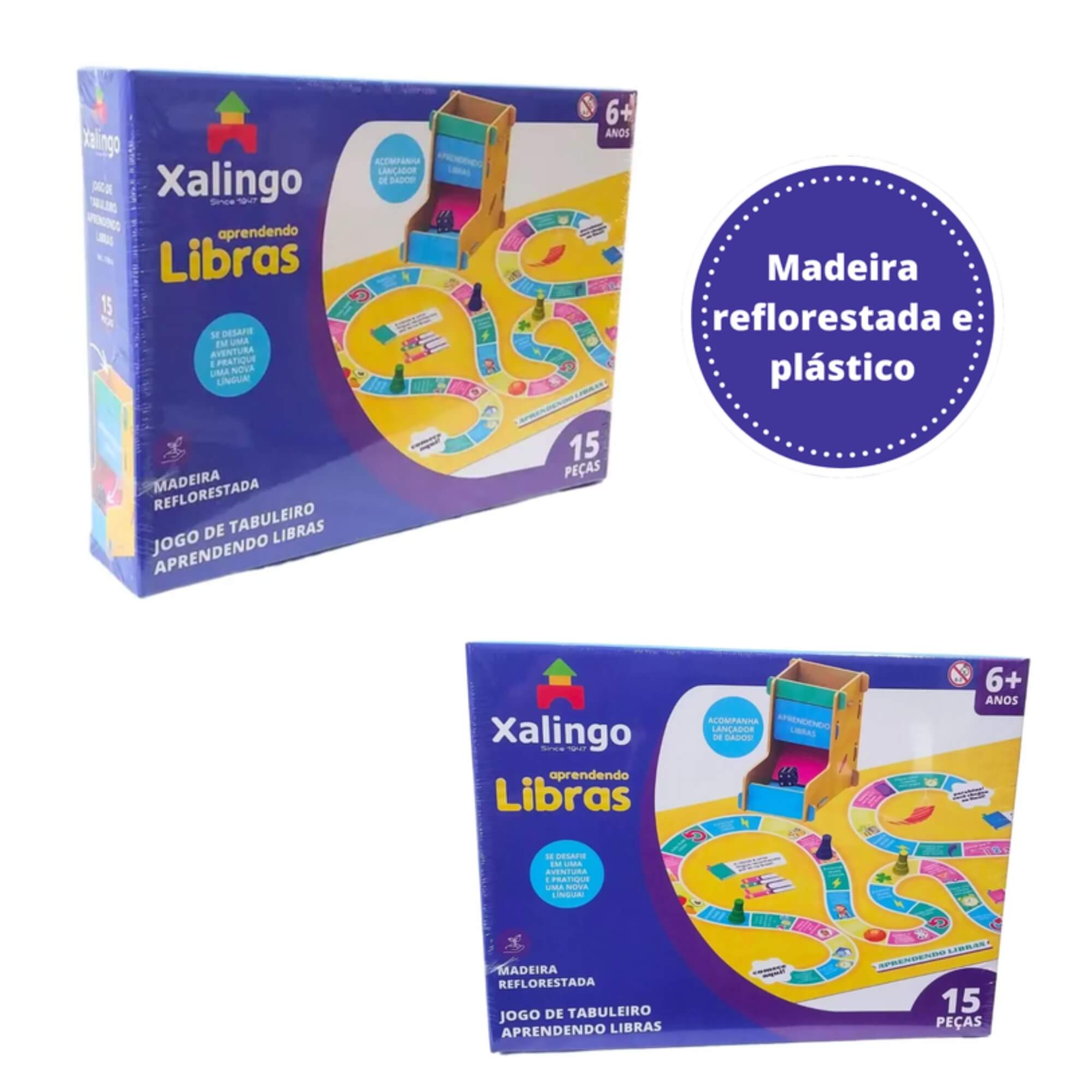 Jogo de Tabuleiro Aprendendo Libras em Madeira Reflorestada 15 Peças Xalingo  - 17598