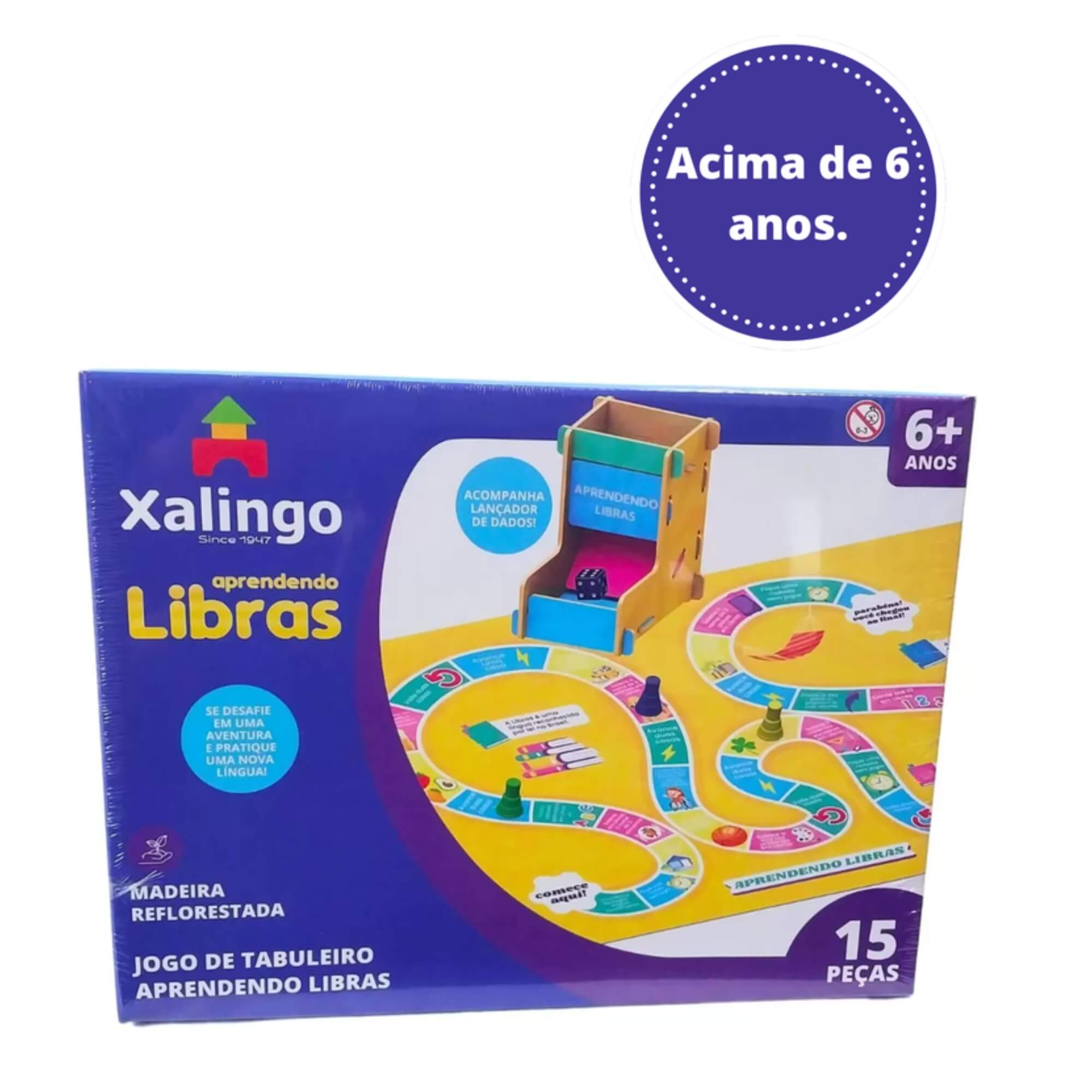 Jogo de Tabuleiro Aprendendo Libras em Madeira Reflorestada 15 Peças Xalingo  - 17598