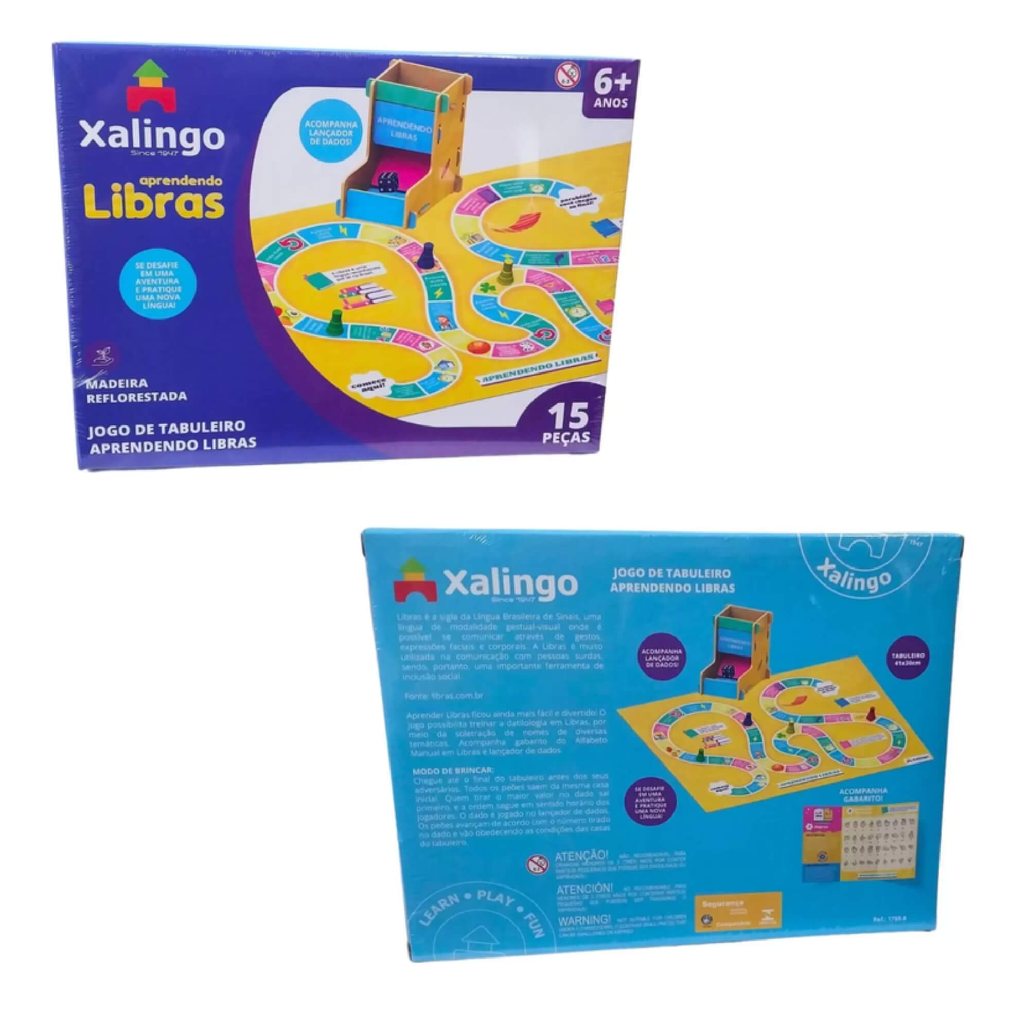 Jogo de Tabuleiro Aprendendo Libras em Madeira Reflorestada 15 Peças Xalingo  - 17598