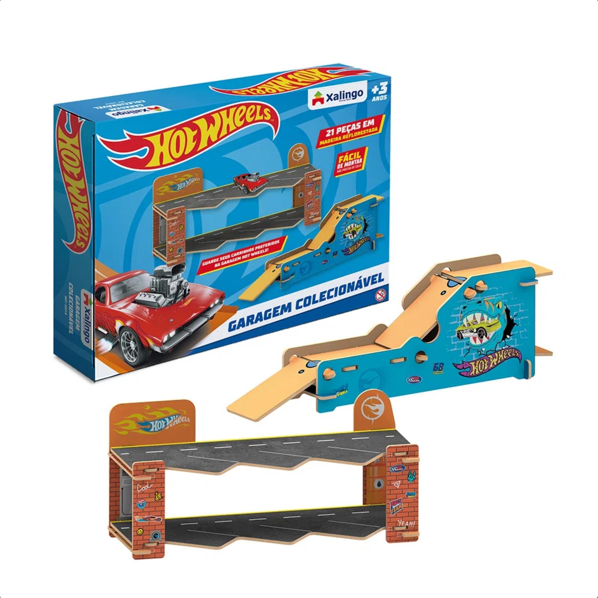 Garagem 2 Andares Playset Hot Wheels Colecionável com Rampa Diversão 21 Peças - Xalingo 23276