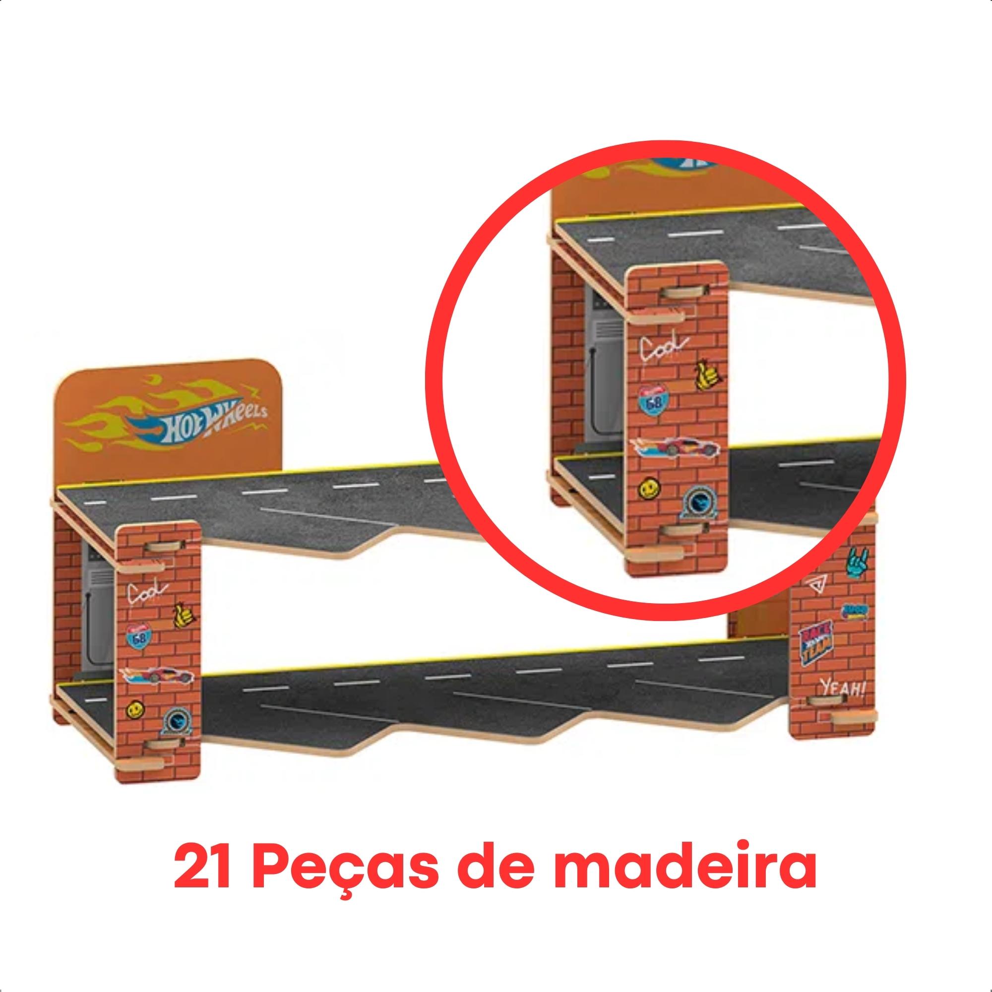 Garagem 2 Andares Playset Hot Wheels Colecionável com Rampa Diversão 21 Peças - Xalingo 23276