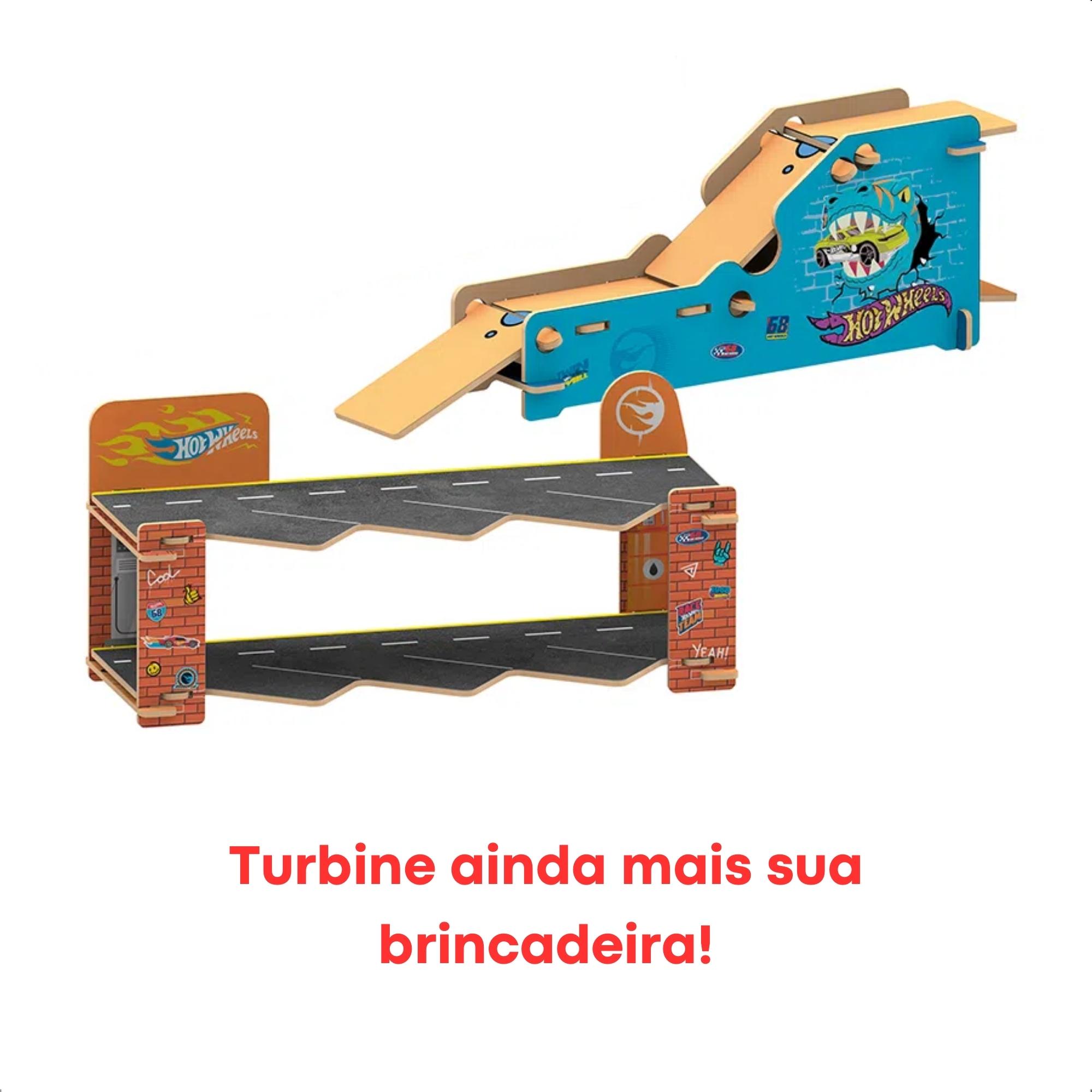 Garagem 2 Andares Playset Hot Wheels Colecionável com Rampa Diversão 21 Peças - Xalingo 23276