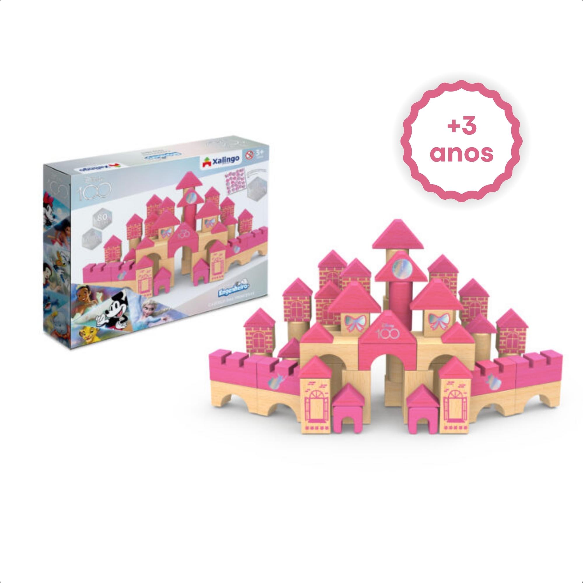 Brincando de Engenheiro Castelo das Princesas Especial Disney 100 Anos 80 Peças - Xalingo 54632
