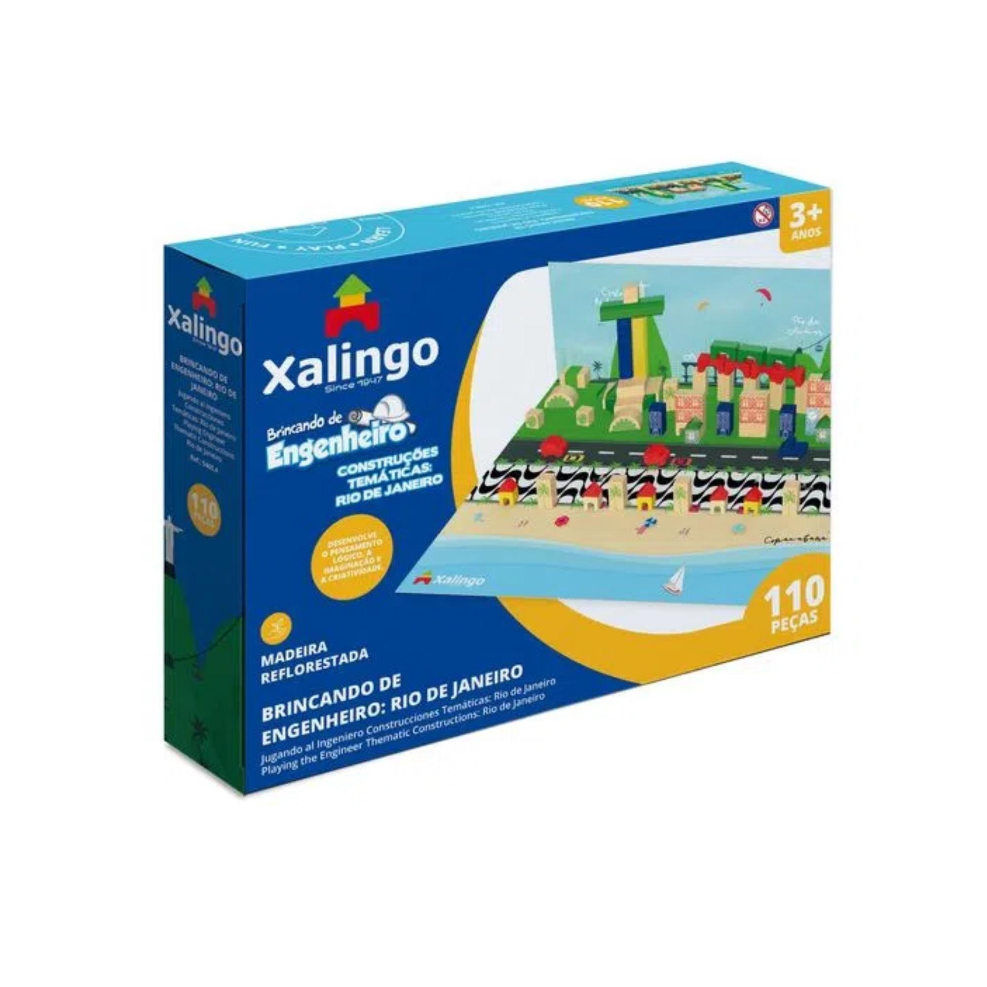Jogo Brinquedo Brincando de Engenheiro Rio de Janeiro 110 Peças em MDF Xalingo - 54654