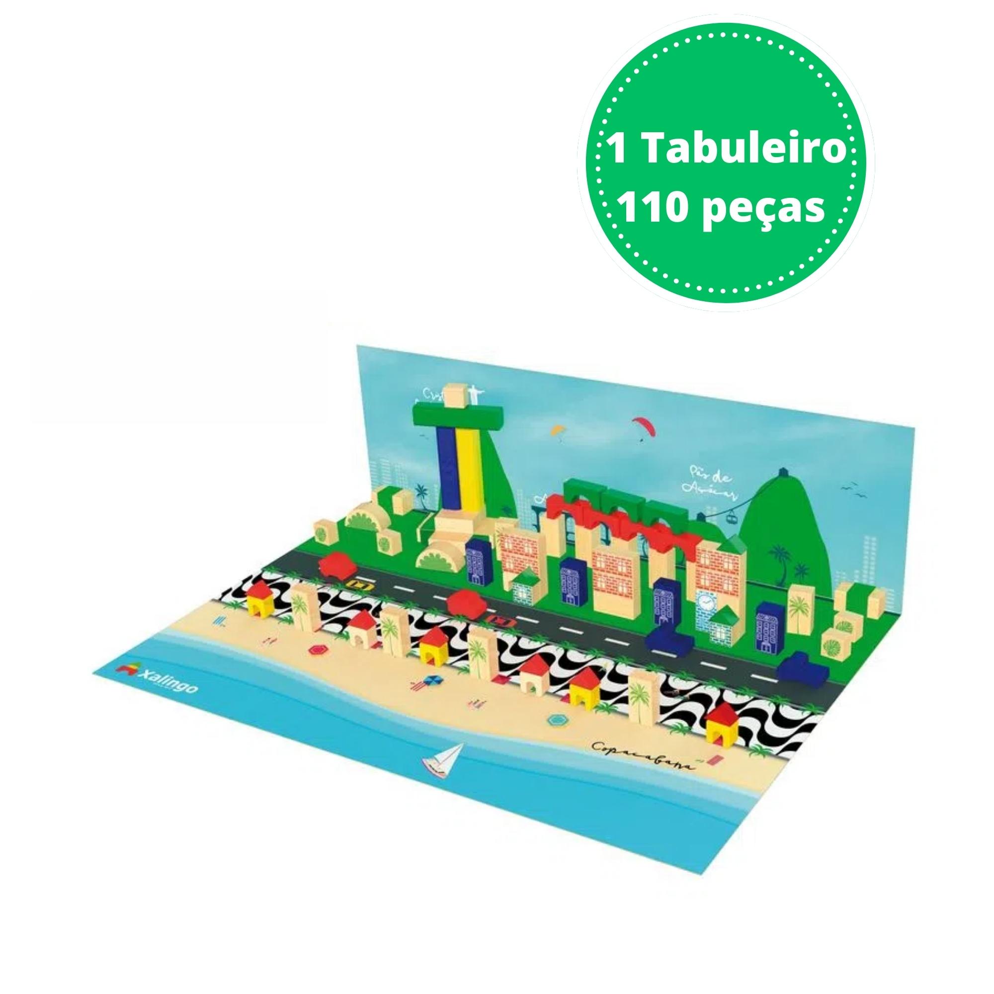 Jogo Brinquedo Brincando de Engenheiro Rio de Janeiro 110 Peças em MDF Xalingo - 54654
