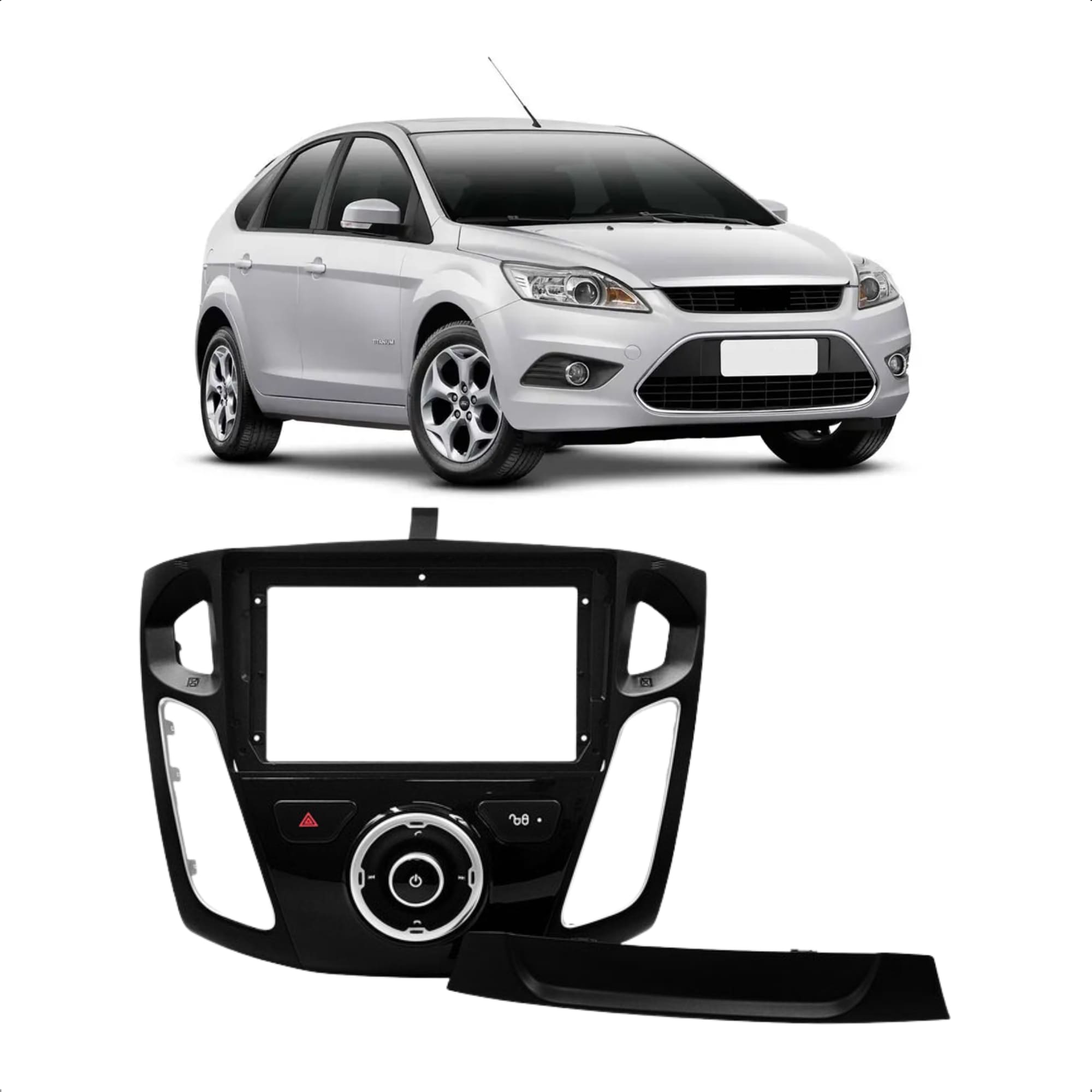 Moldura 9 Polegadas Focus 2012 2013 2014 2015 2016 2017 Preto Padrão Chinês Expex - EPX9FD002