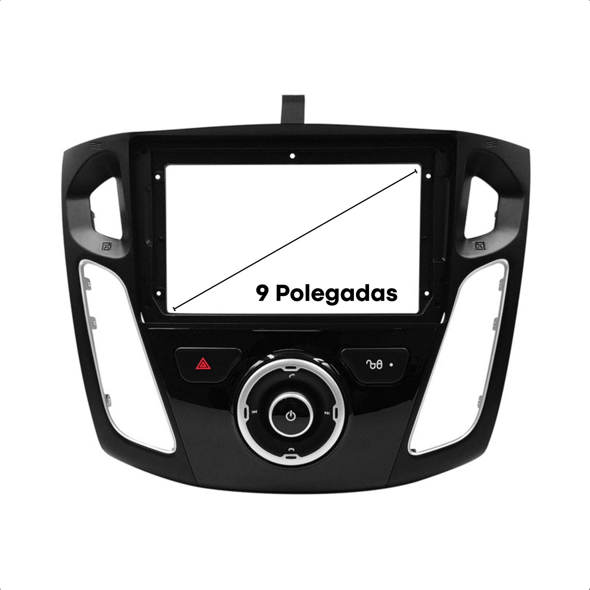 Moldura 9 Polegadas Focus 2012 2013 2014 2015 2016 2017 Preto Padrão Chinês Expex - EPX9FD002