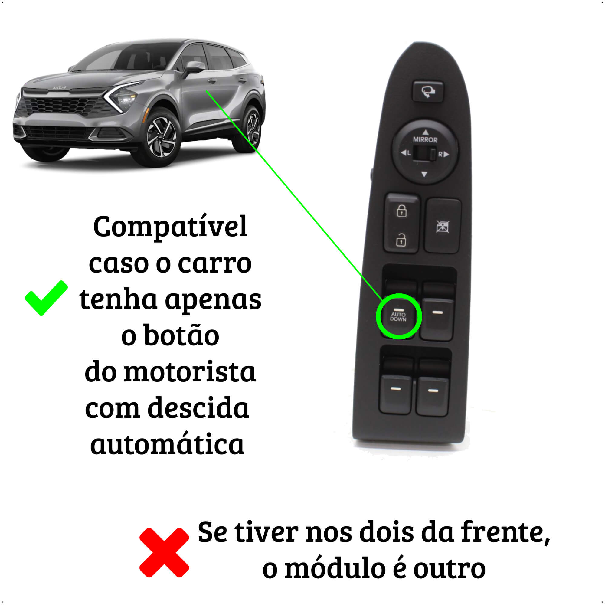 Modulo Vidro Elétrico Sportage 2023 Plug 'N Play Automação Fechamento/Abertura Tury-PRO 4.103 FK