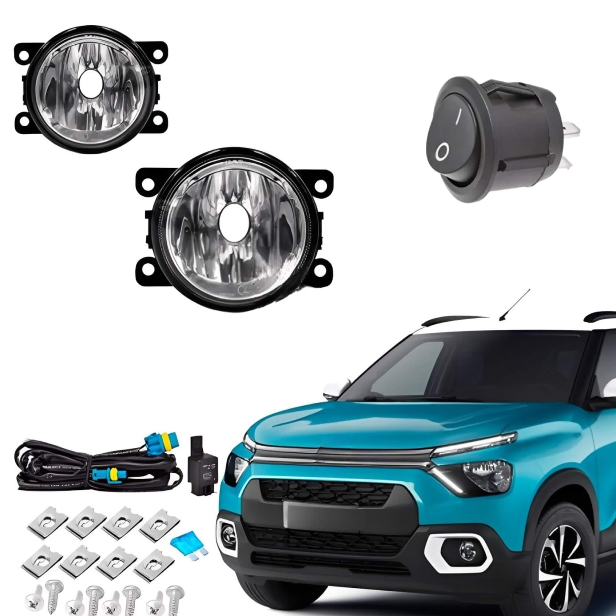 Kit Farol de Milha Auxiliar C3 2023 com Botão Touch Suits - STS279CT