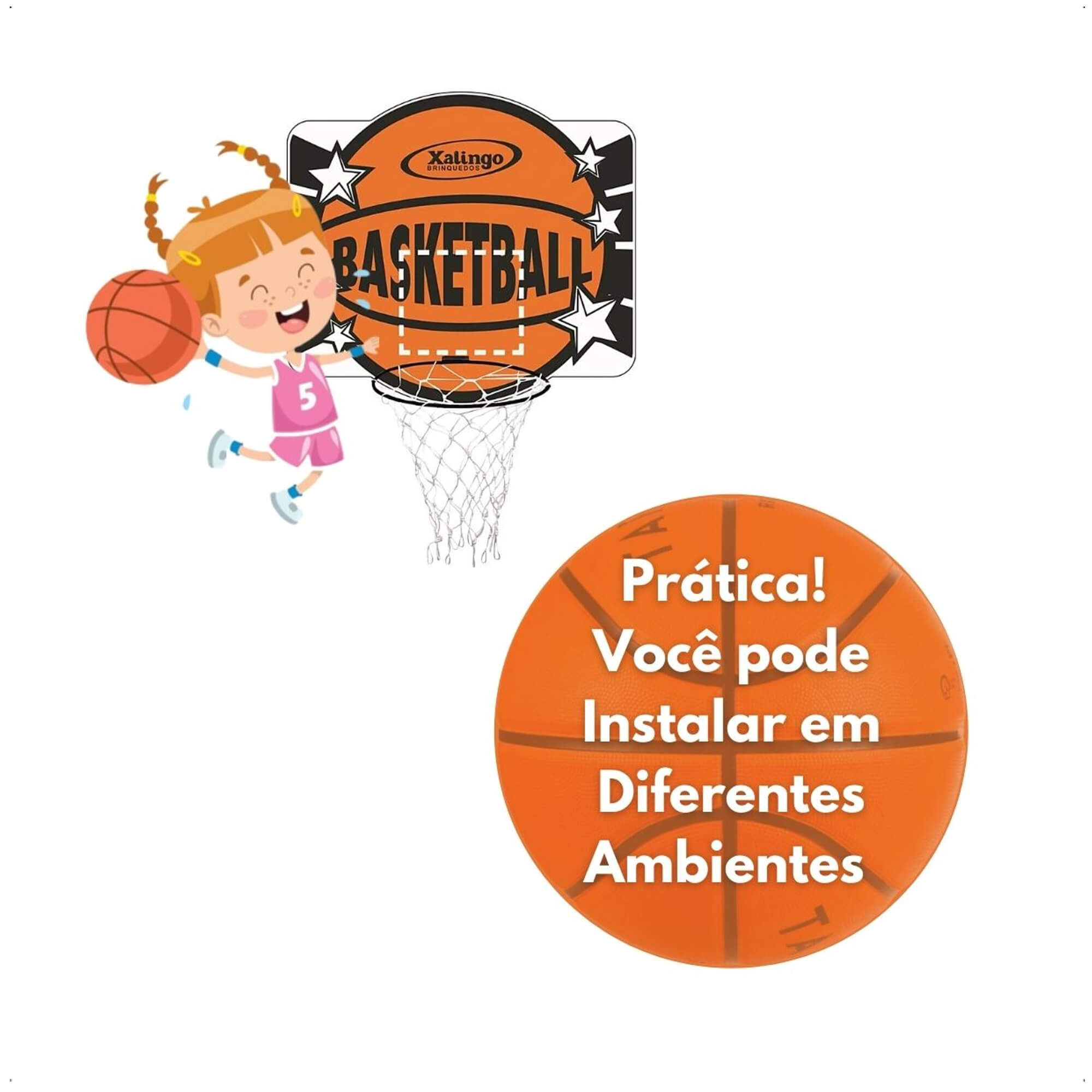COMP Tabela de Basquete Jogo para Criança em MDF Ótima Fixação +3 Anos Prática Material Resistente Xalingo 6703.2