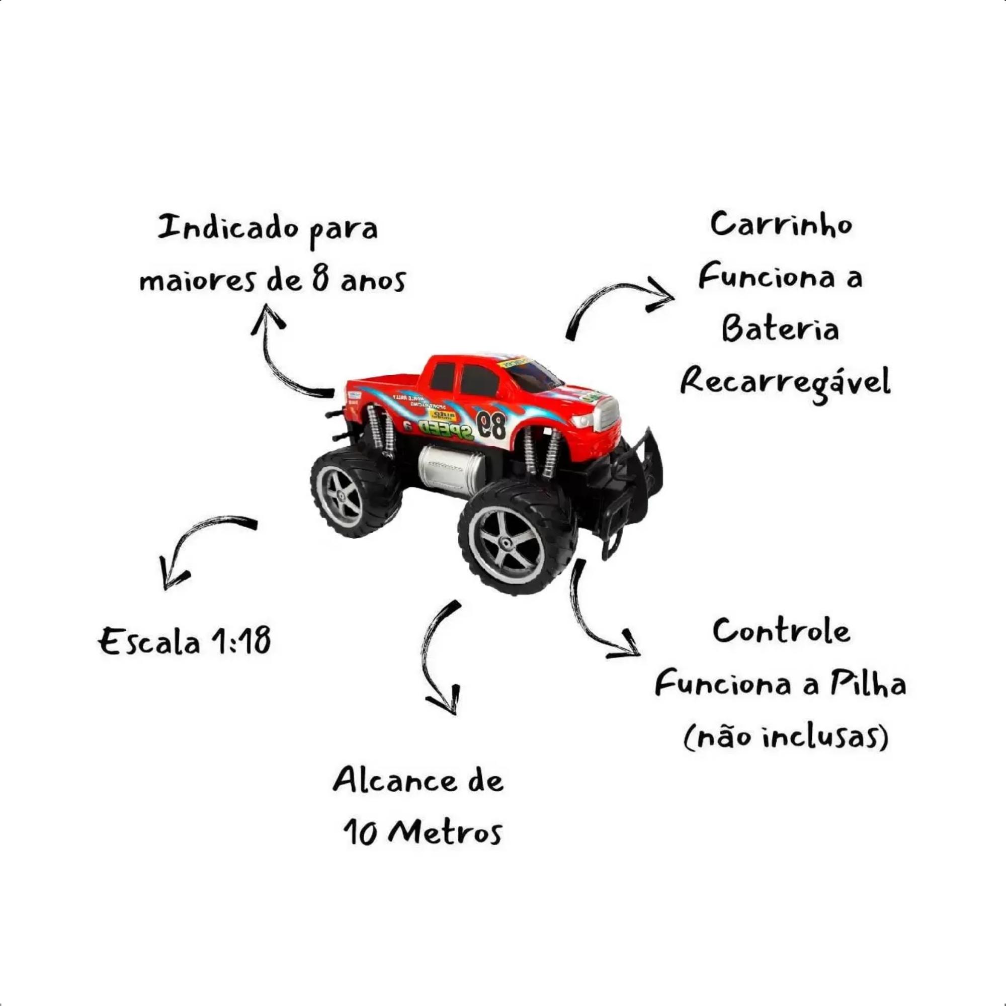Brinquedo Carro Remoto Giant Four Wheeler Pickup Recarregavel Plástico Sem Pilhas CKS- 46856