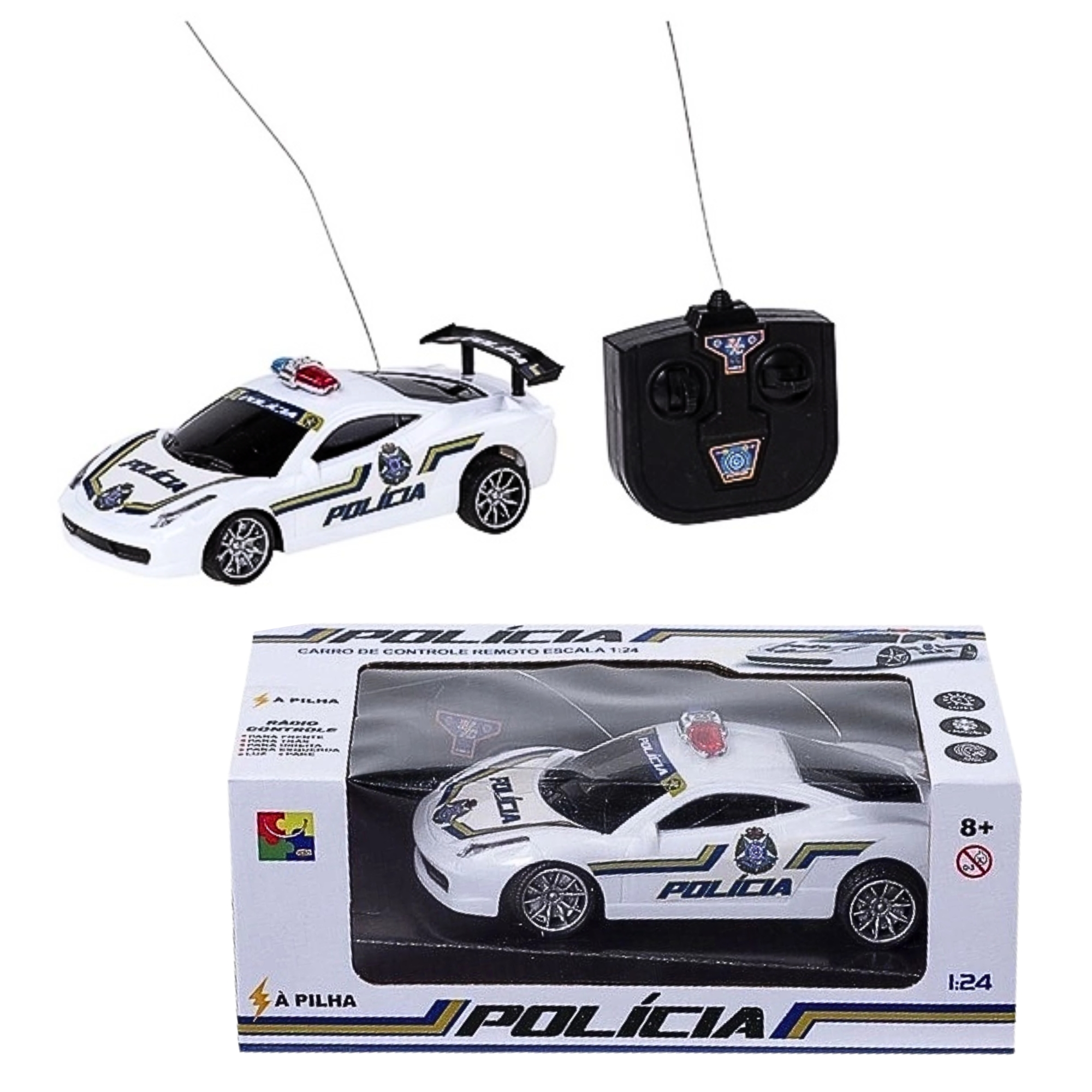Brinquedo Carrinho de Controle Remoto Super Policia Branco CKS - K2747P