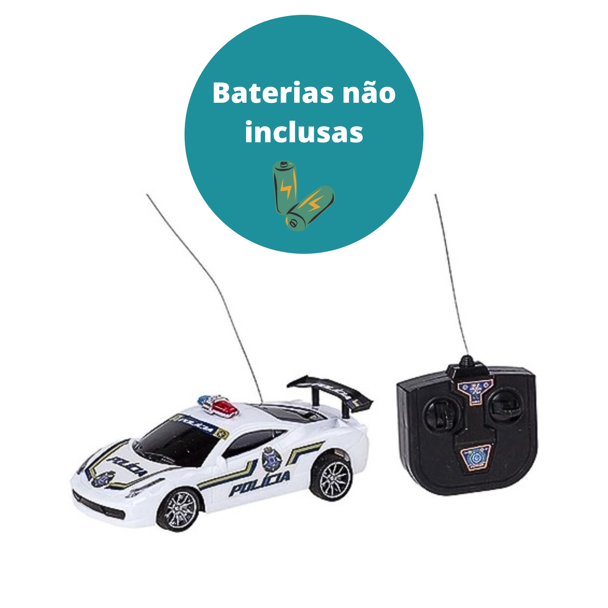 Brinquedo Carrinho de Controle Remoto Super Policia Branco CKS - K2747P