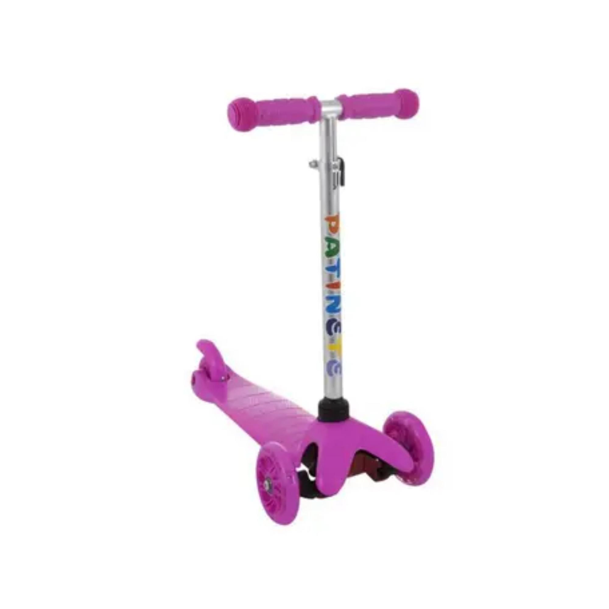 Brinquedo Patinete 3 Rodas Led Rosa Suporta até 50kg Flexível Plástico/Alumínio CKS - PATC-01/R