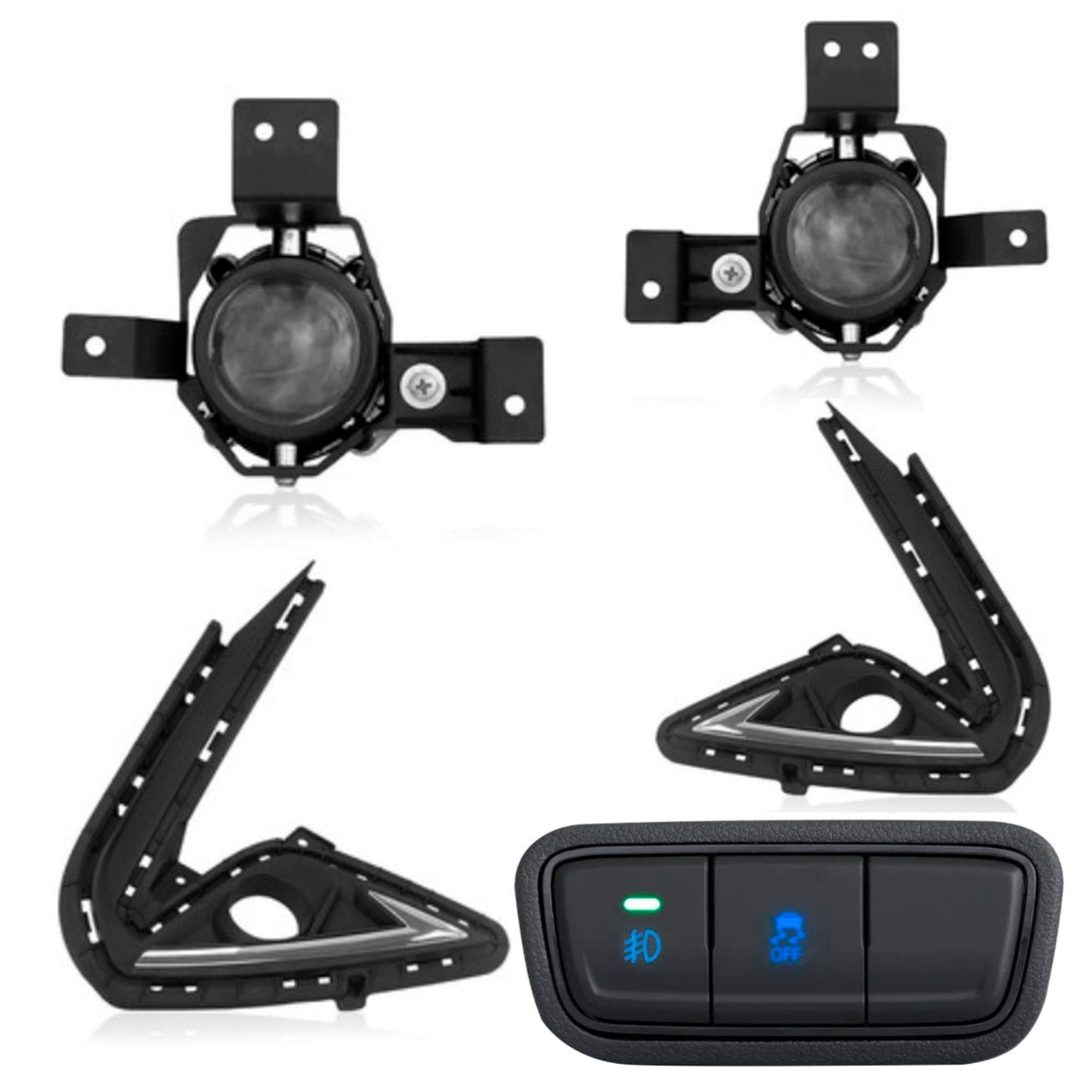 Kit Farol de Milha HB20 2020 Moldura Cromo Botão Modelo Original  Suits - STS038HY