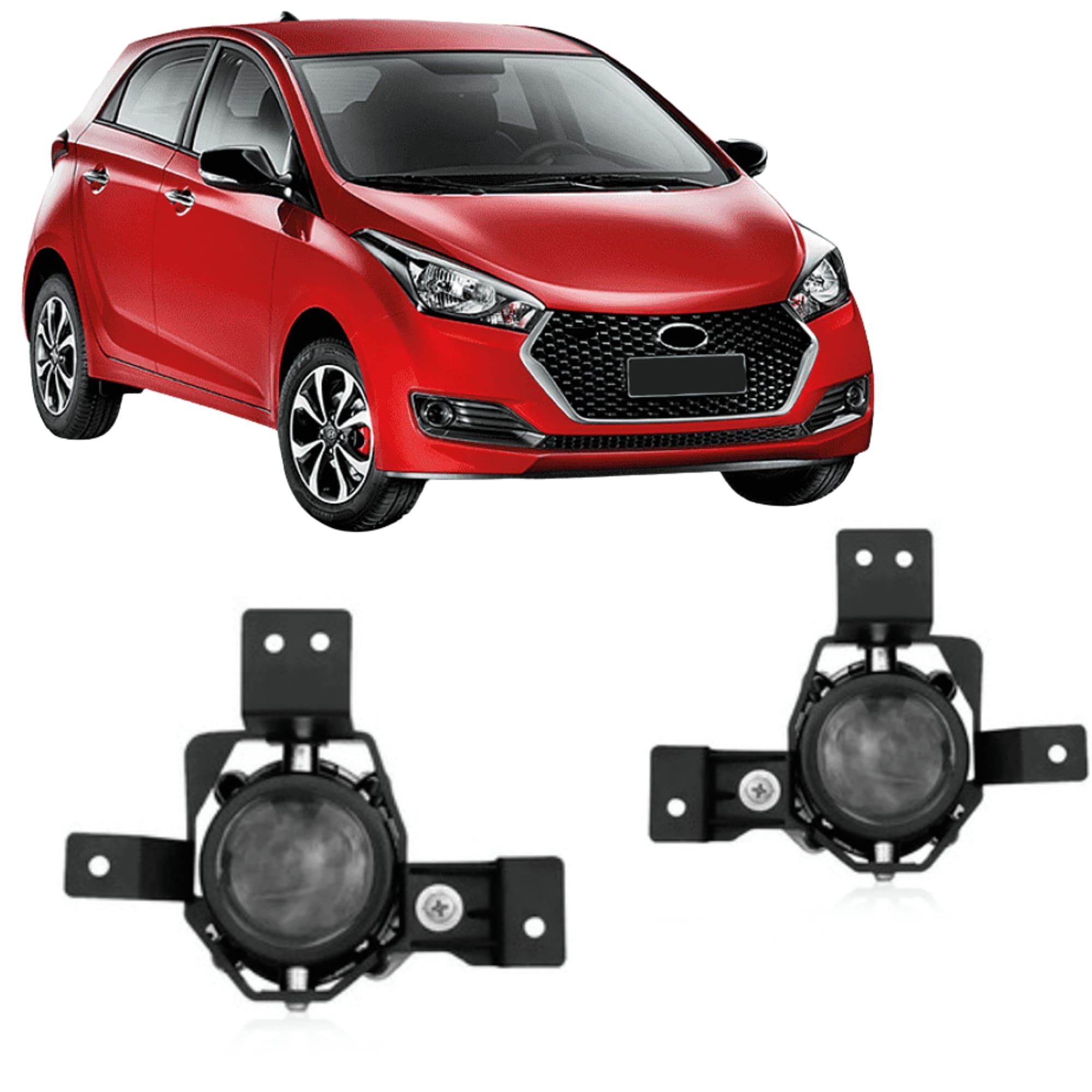 Kit Farol de Milha HB20 2020 Moldura Preta Botão Modelo Original Suits - STS040HY