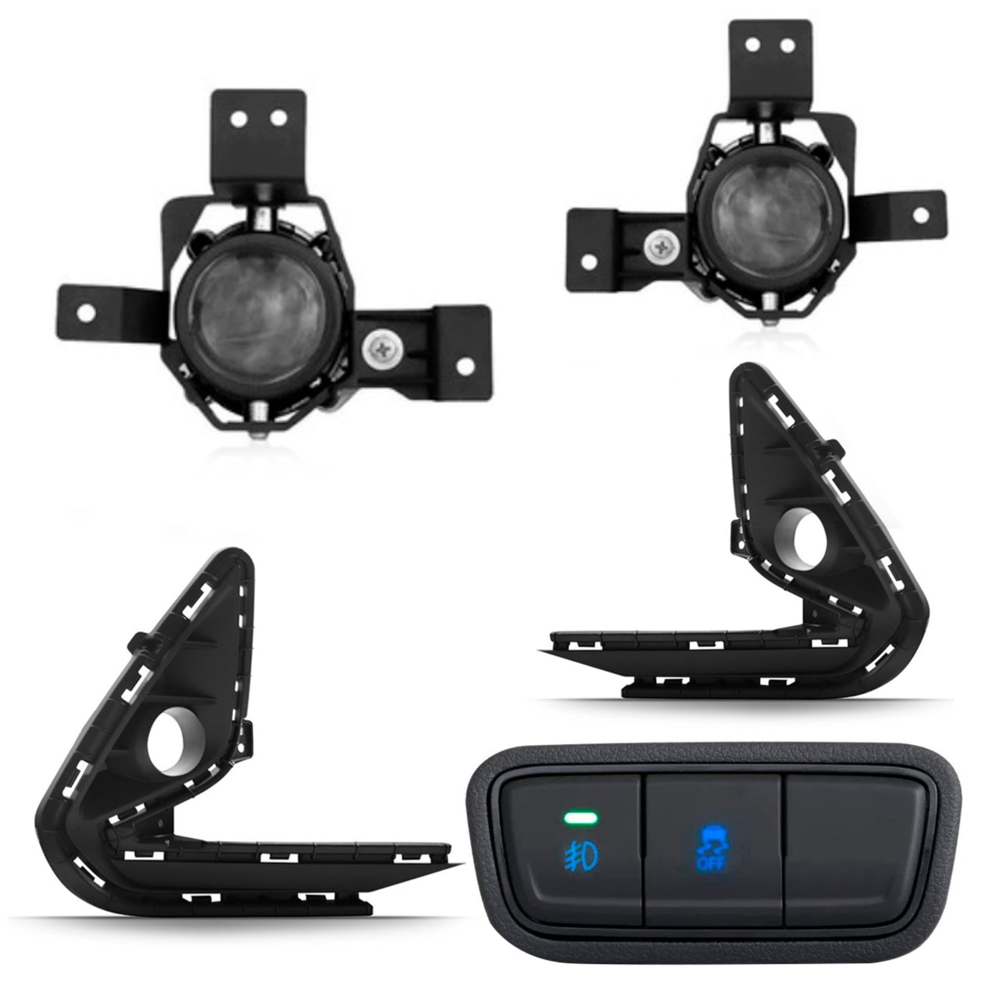 Kit Farol de Milha HB20 2020 Moldura Preta Botão Modelo Original Suits - STS040HY