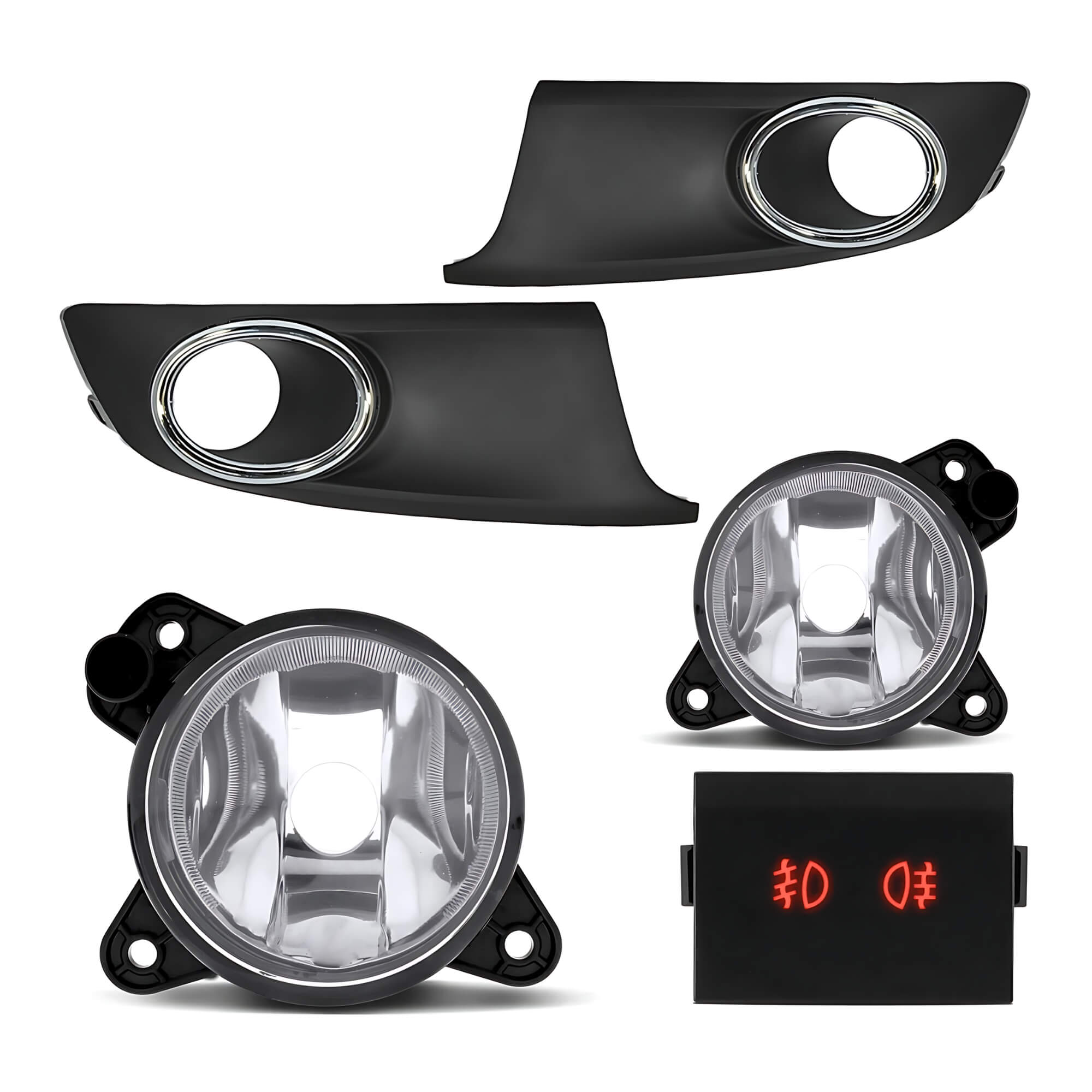 Kit Farol de Milha Fox 10/13 Moldura Cromo Botão Modelo Original Suits - STS009VW