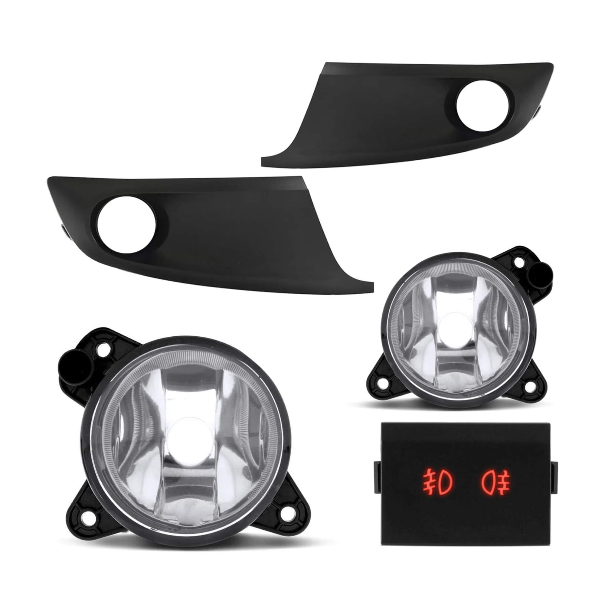 Kit Farol de Milha Fox 10/13 Moldura Preta Botão Modelo Original Suits - STS008VW