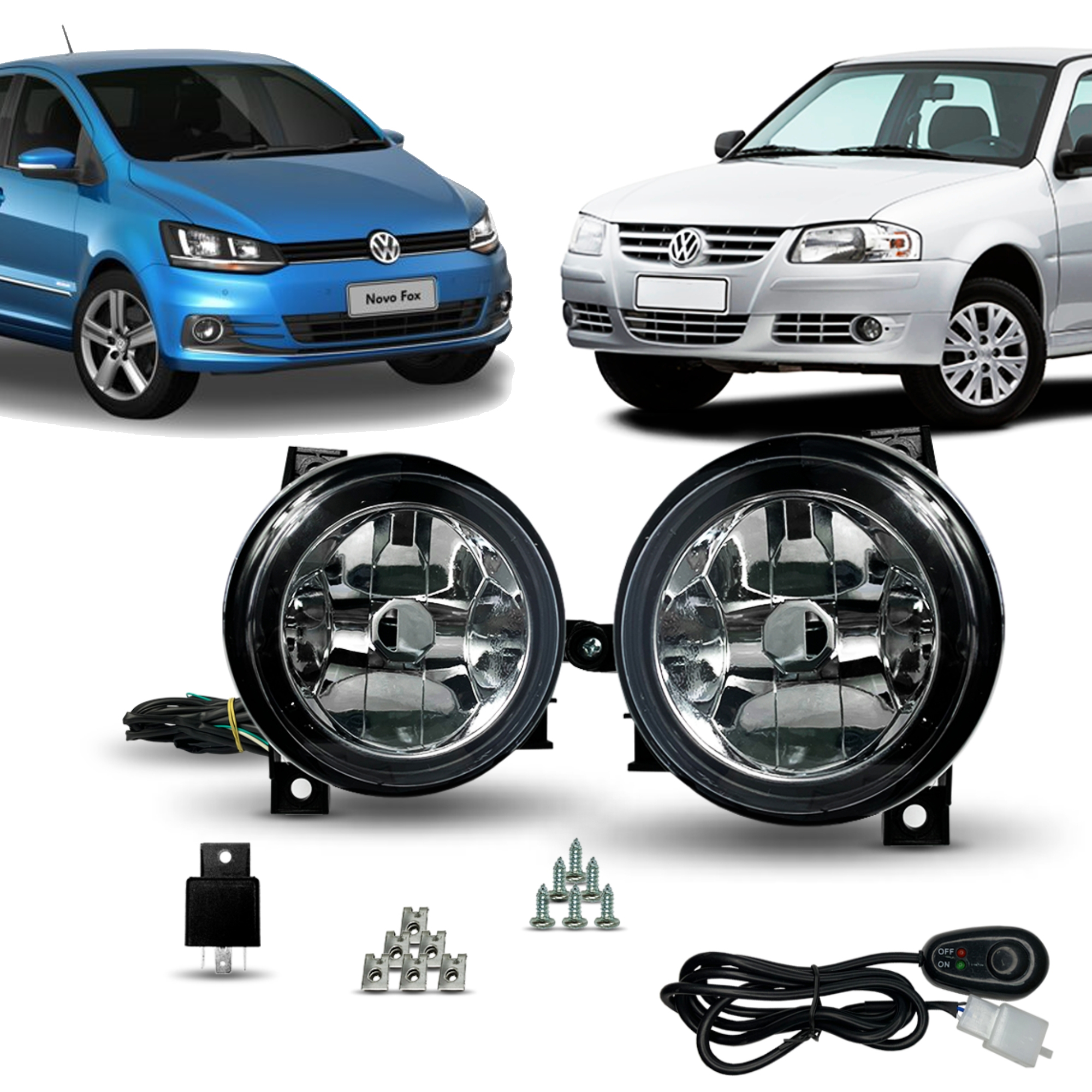 Kit Farol De Milha Gol G4 2006 a 2013 Fox 2003 a 2006 Botão Alternativo -  Suits STS013VW