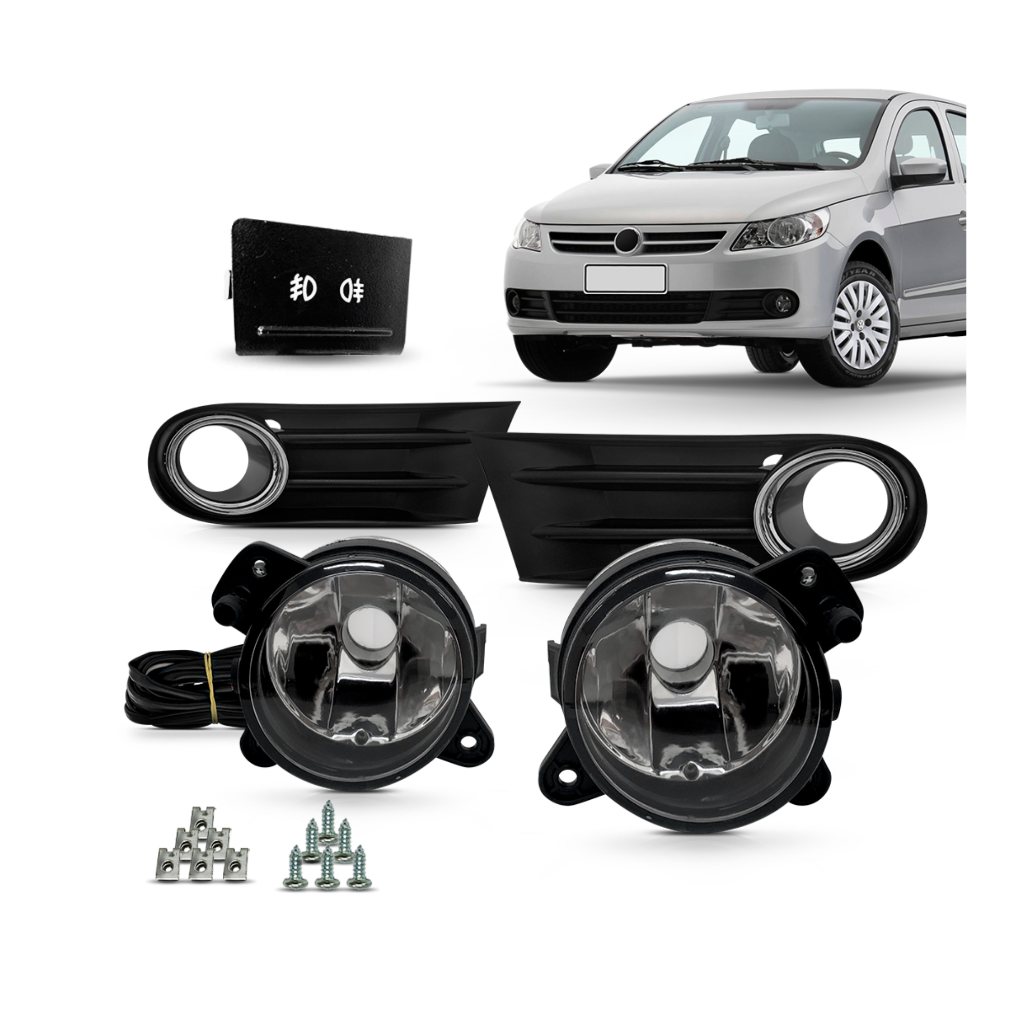 Kit Farol De Milha Gol 2009 2010 2011 2012  Molduras Botão Original - Suits STS014VW