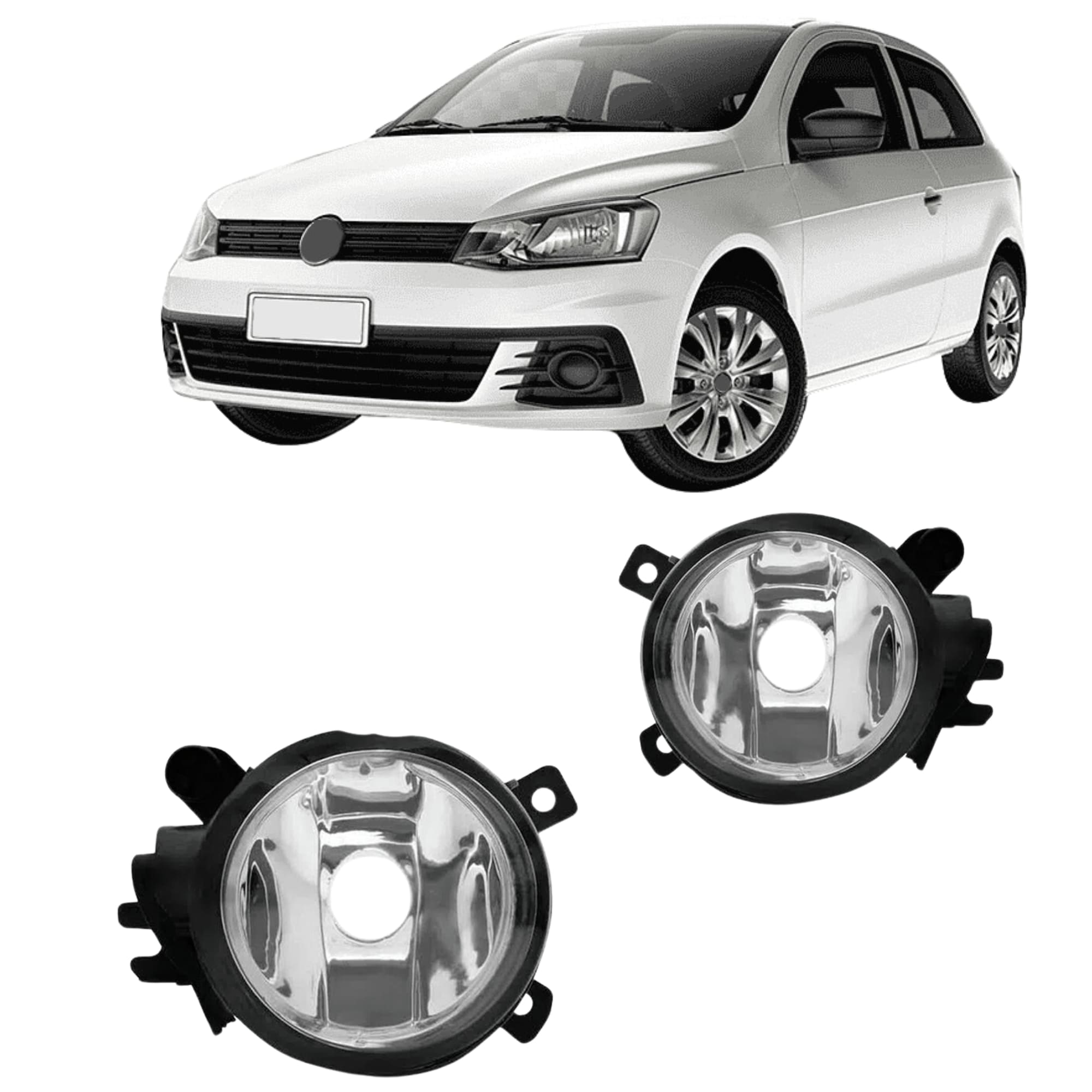 Kit Farol de Milha Gol G7 Botão Redondo Cromo Modelo Padrão Suits - STS078VW