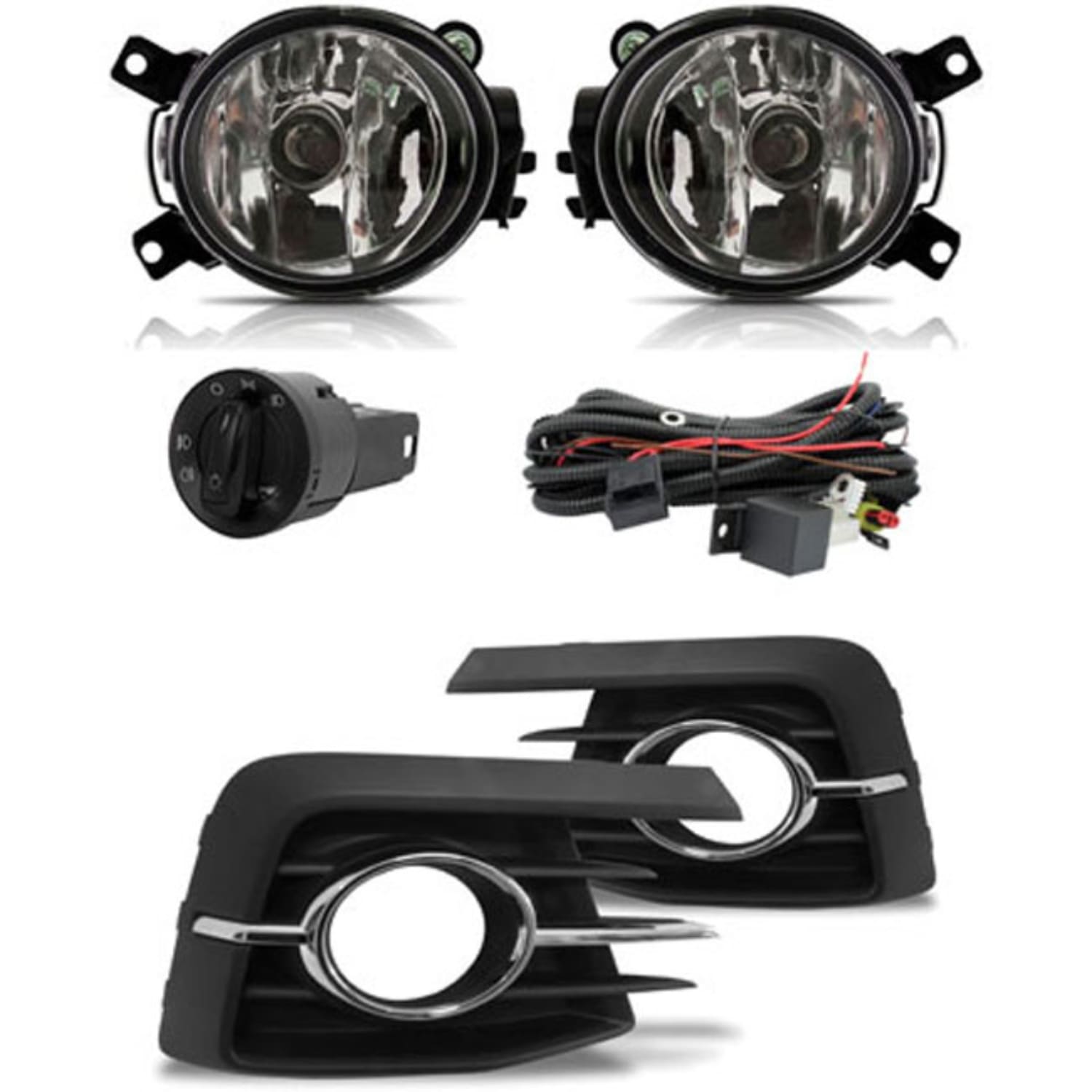 KIT Farol de Milha Gol G7 Moldura Cromo Botão Preto Modelo Padrão Suits STS084VW
