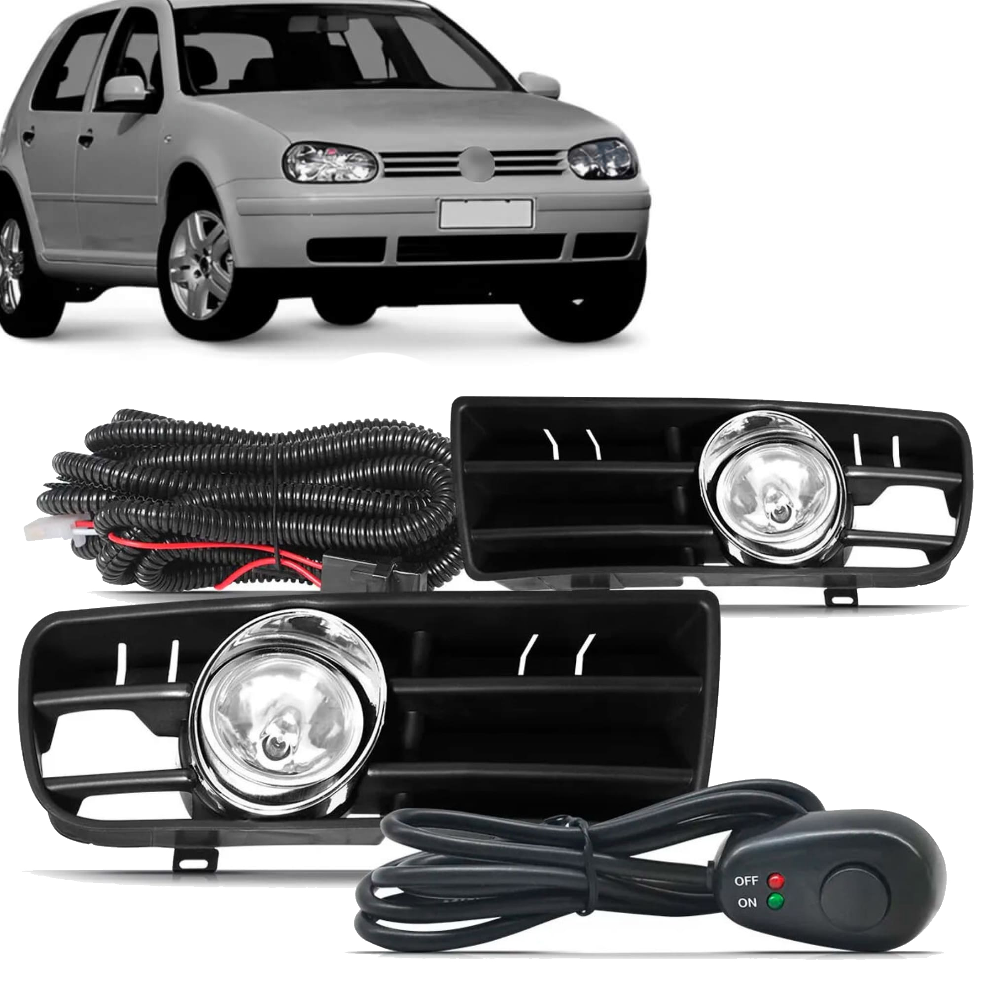 Kit Farol de Milha Golf 99/06 Moldura Botão Modelo Alternativo Colante Suits - STS007VW