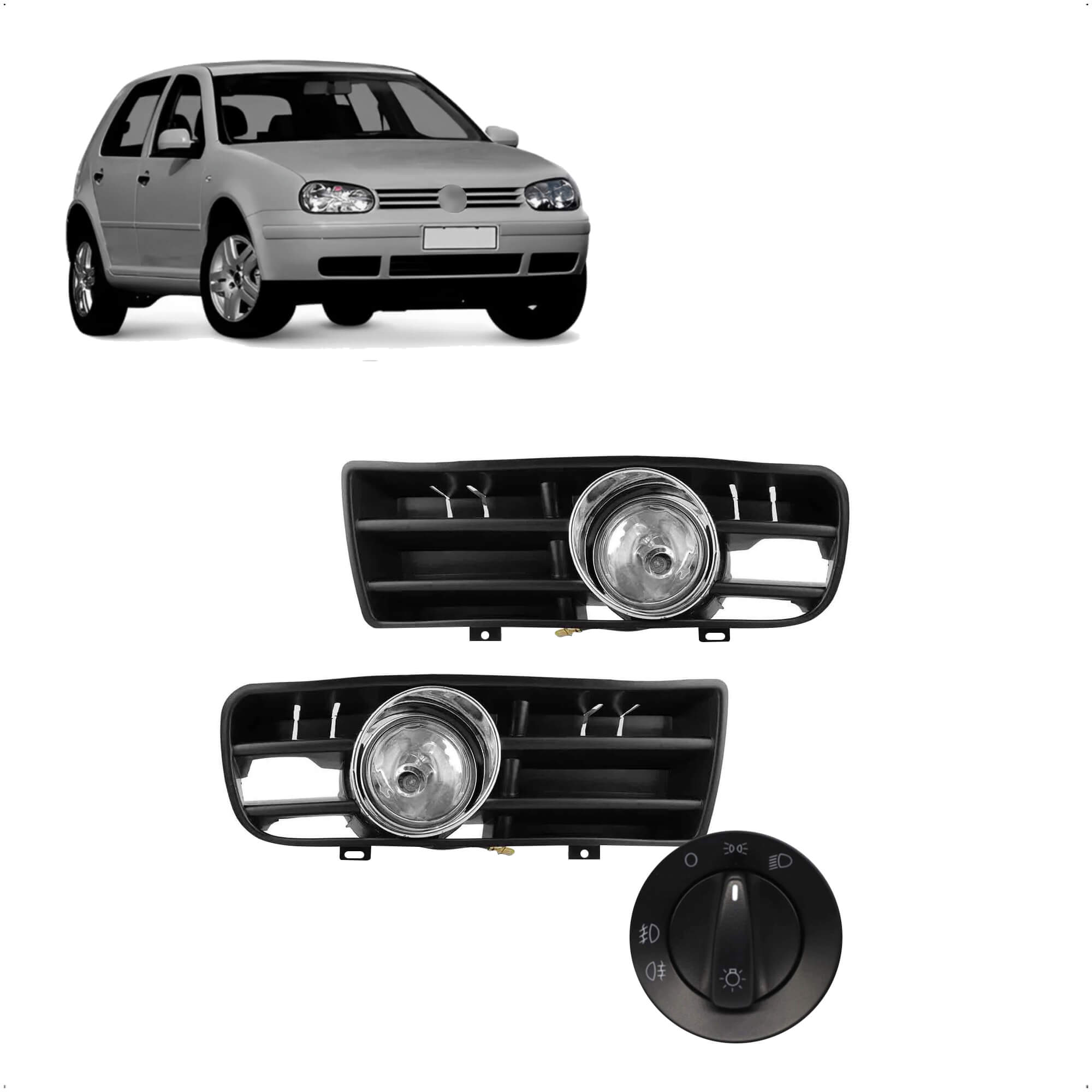 Kit Farol de Milha Golf 99/06 Moldura Cromo Botão Modelo Original  Suits - STS086VW