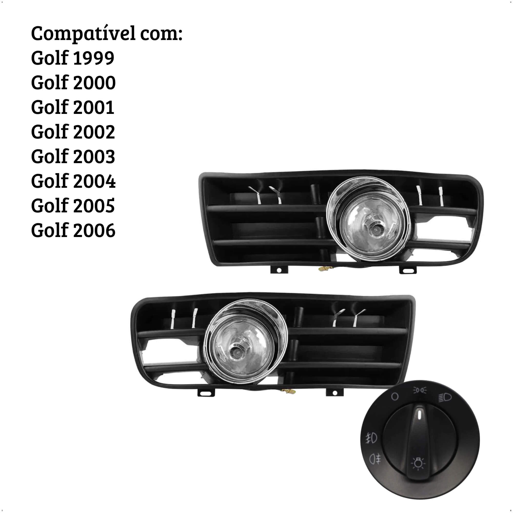 Kit Farol de Milha Golf 99/06 Moldura Cromo Botão Modelo Original  Suits - STS086VW