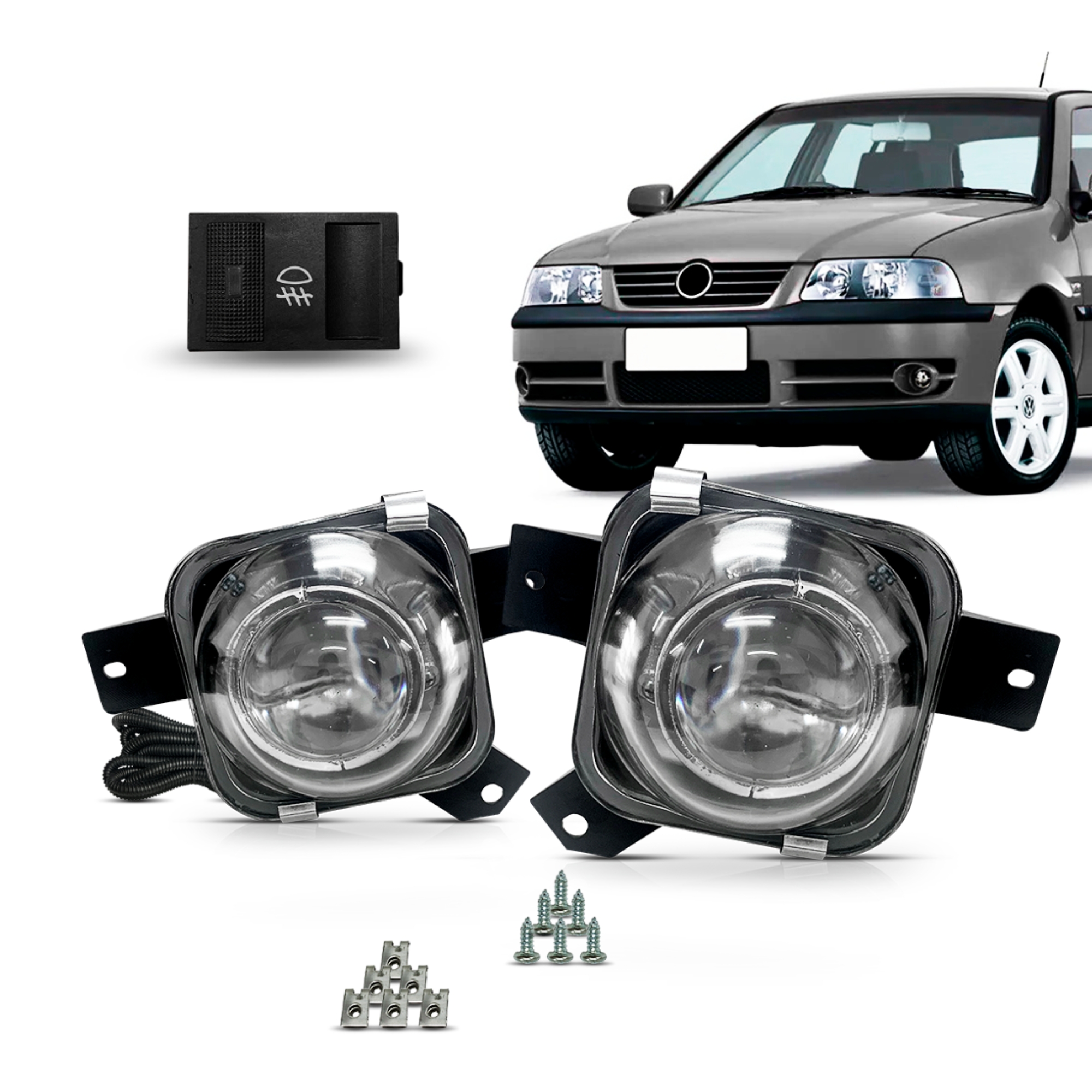 Kit Farol De Milha GOL G3/ Parati G3/ Saveiro G3 2003-2005 Botão Modelo Padrão Suits-STS057VW