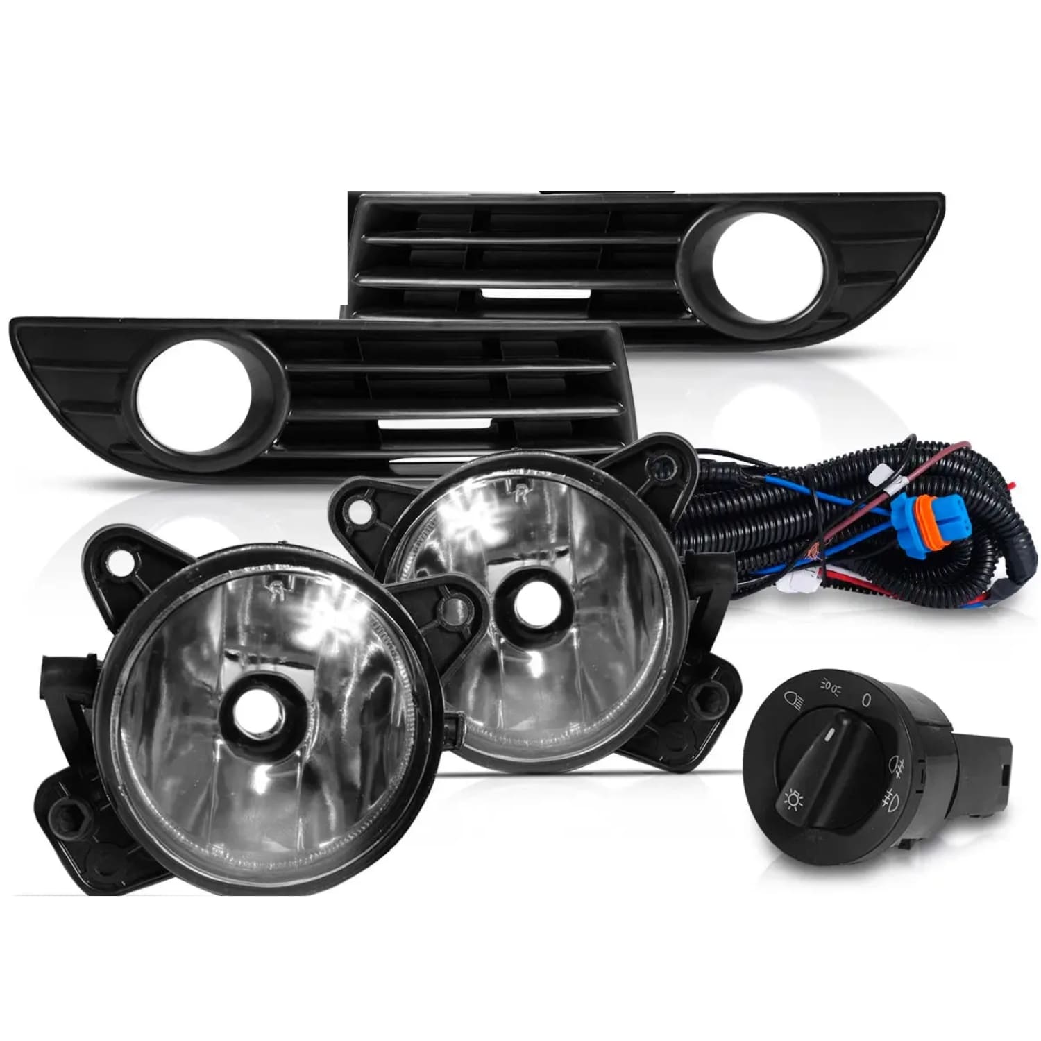 Kit Farol de Milha Polo 07/09 Moldura Preta Botão Longo Modelo Original Suits - GR034VW