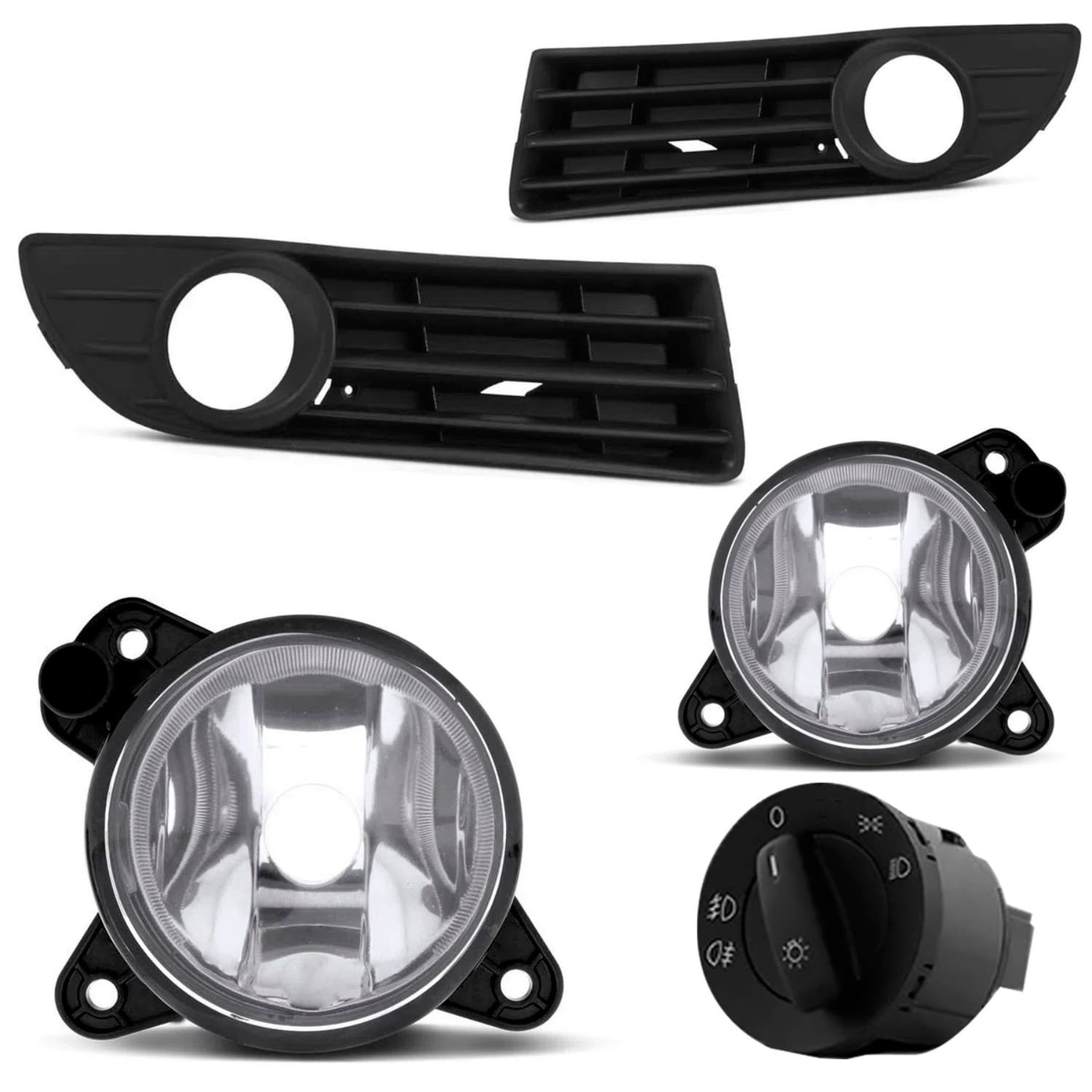 Kit Farol de Milha Polo 07/09 Moldura Preta Botão Longo Modelo Original Suits - GR034VW