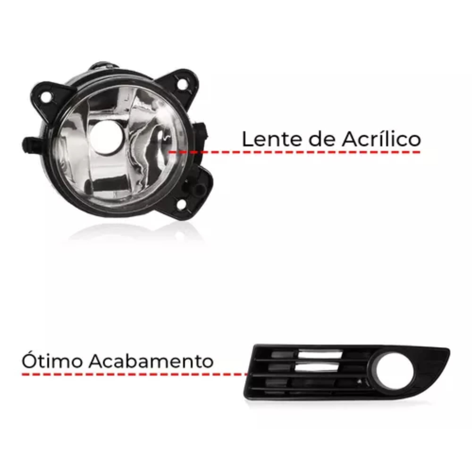 Kit Farol de Milha Polo 10/11 Moldura preta Botão Curto Modelo Original Suits - STS038VW