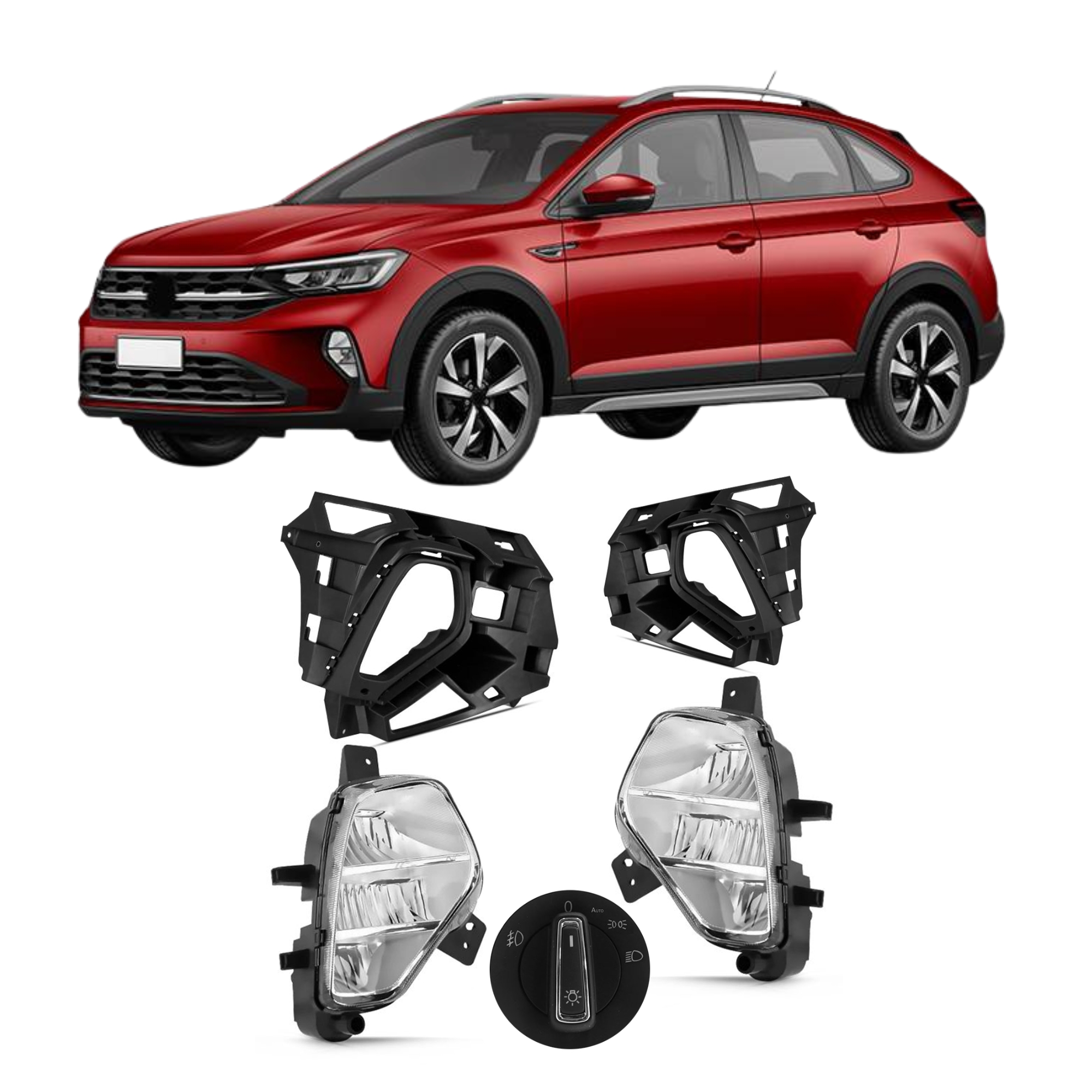 Kit Par Farol de Milha Nivus 2020 até 2024 Moldura Preta Botão Modelo Original Suits - STS080VW